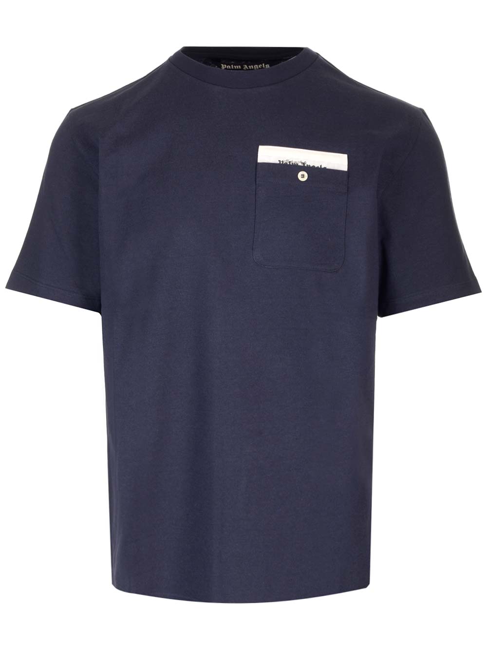 Shop Palm Angels Blue T-shirt With Pocket