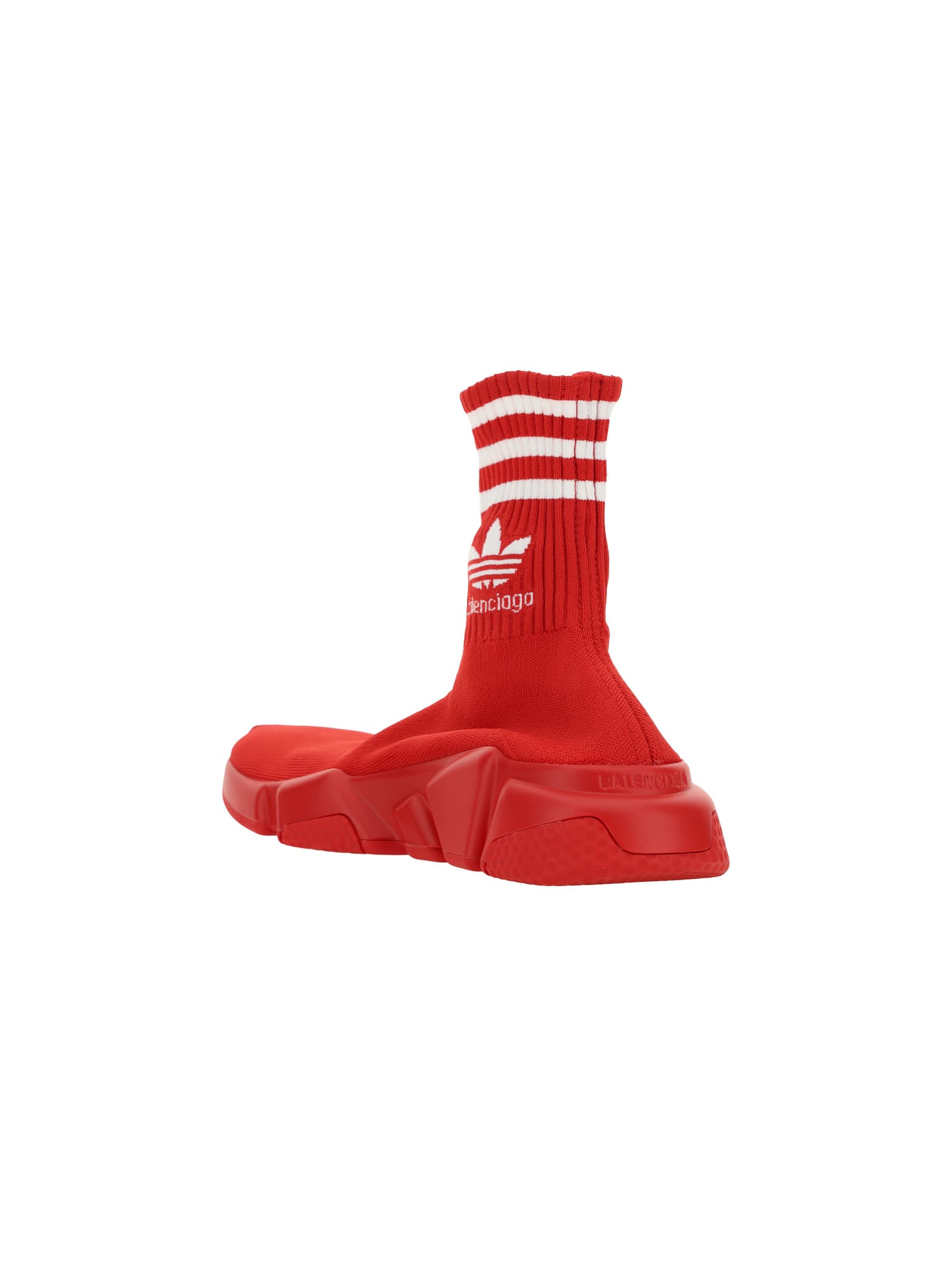 Balenciaga X Adidas -speed Trainers Knitted Sock-sneakers In Red/white Logo
