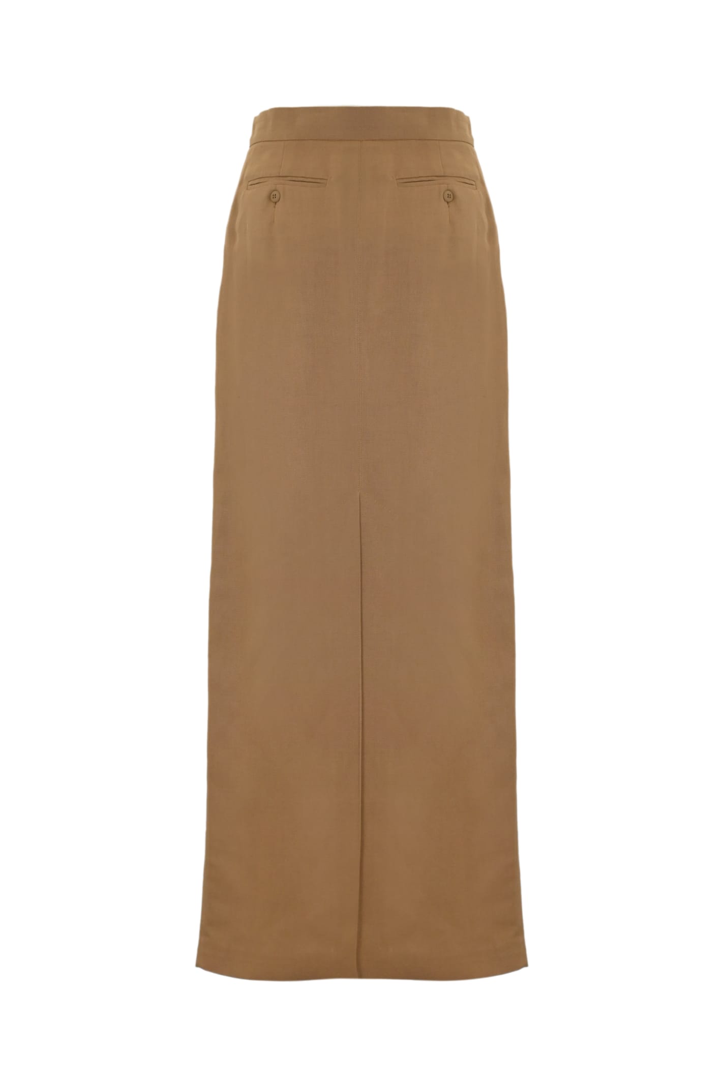 Shop Max Mara Nella Skirt In Viscose And Linen In Sigaro