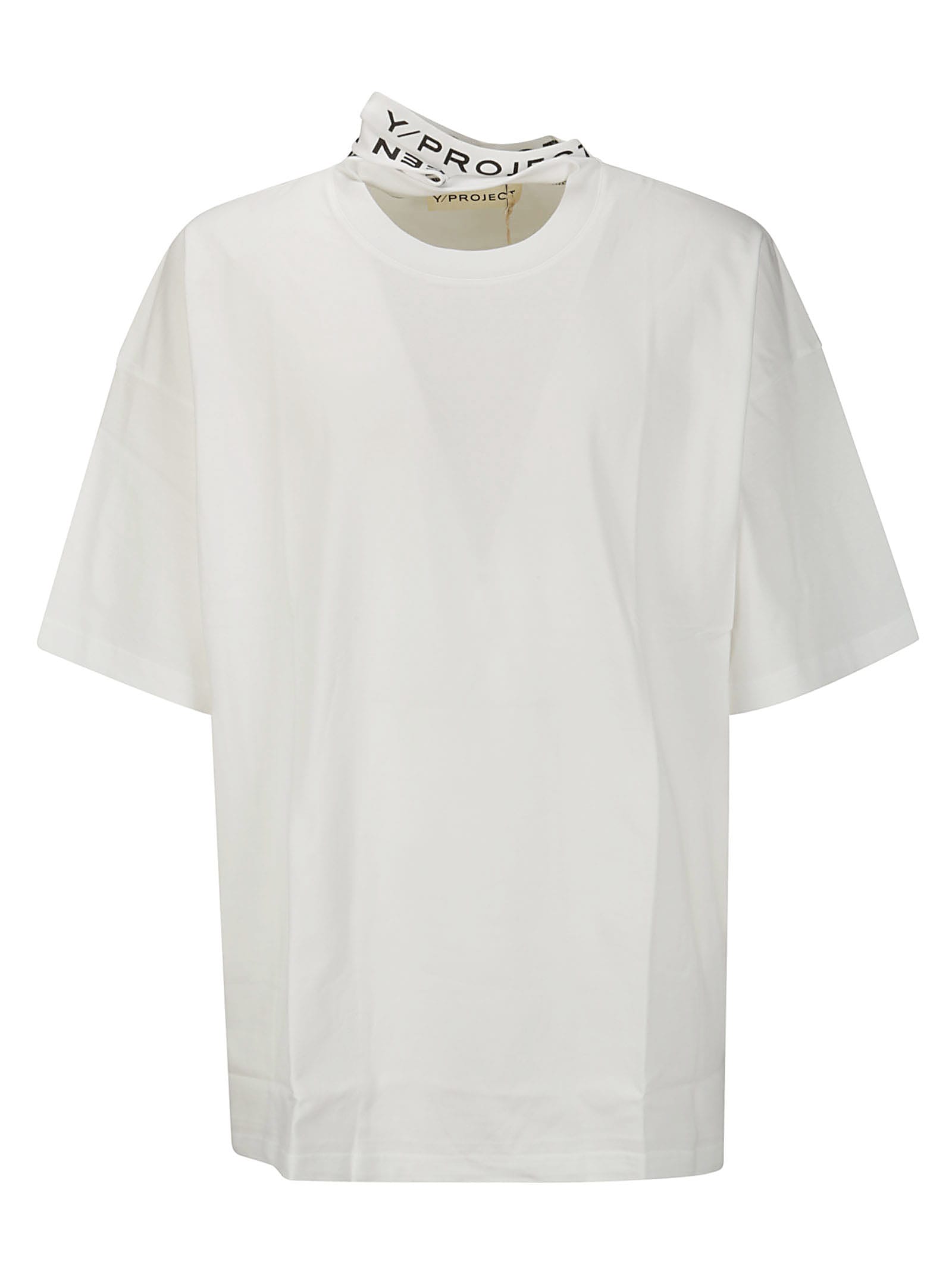Shop Y/project Evergreen Triple Collar T-shirt In Evergreen Optic White
