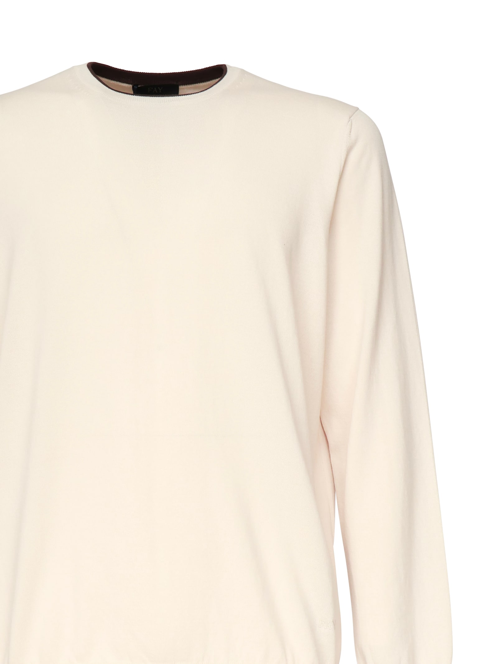 Fay White Round Neck Pullover In White
