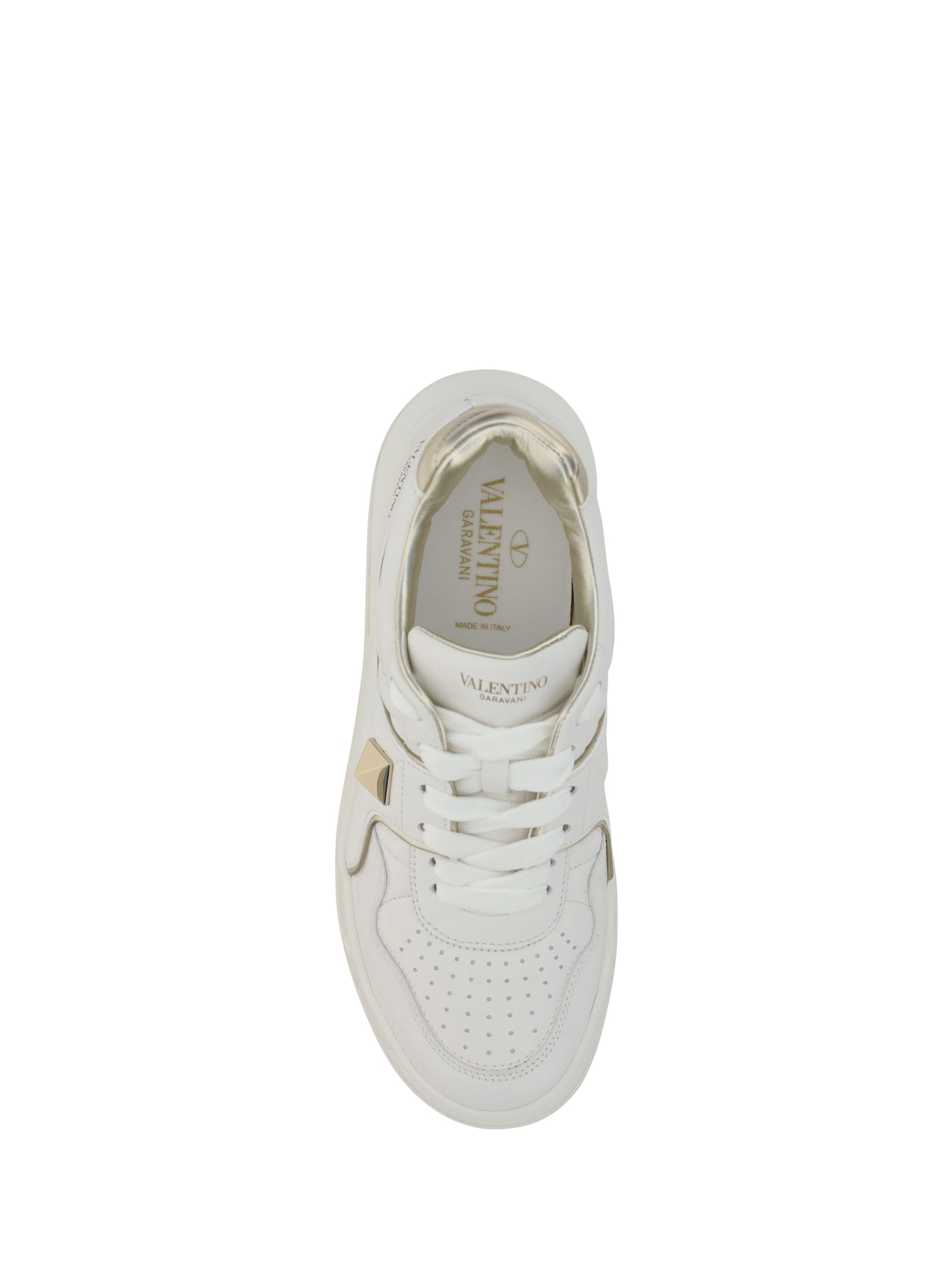 Shop Valentino One Stud Sneakers In Bianco/platino/bianco/platino/bianco