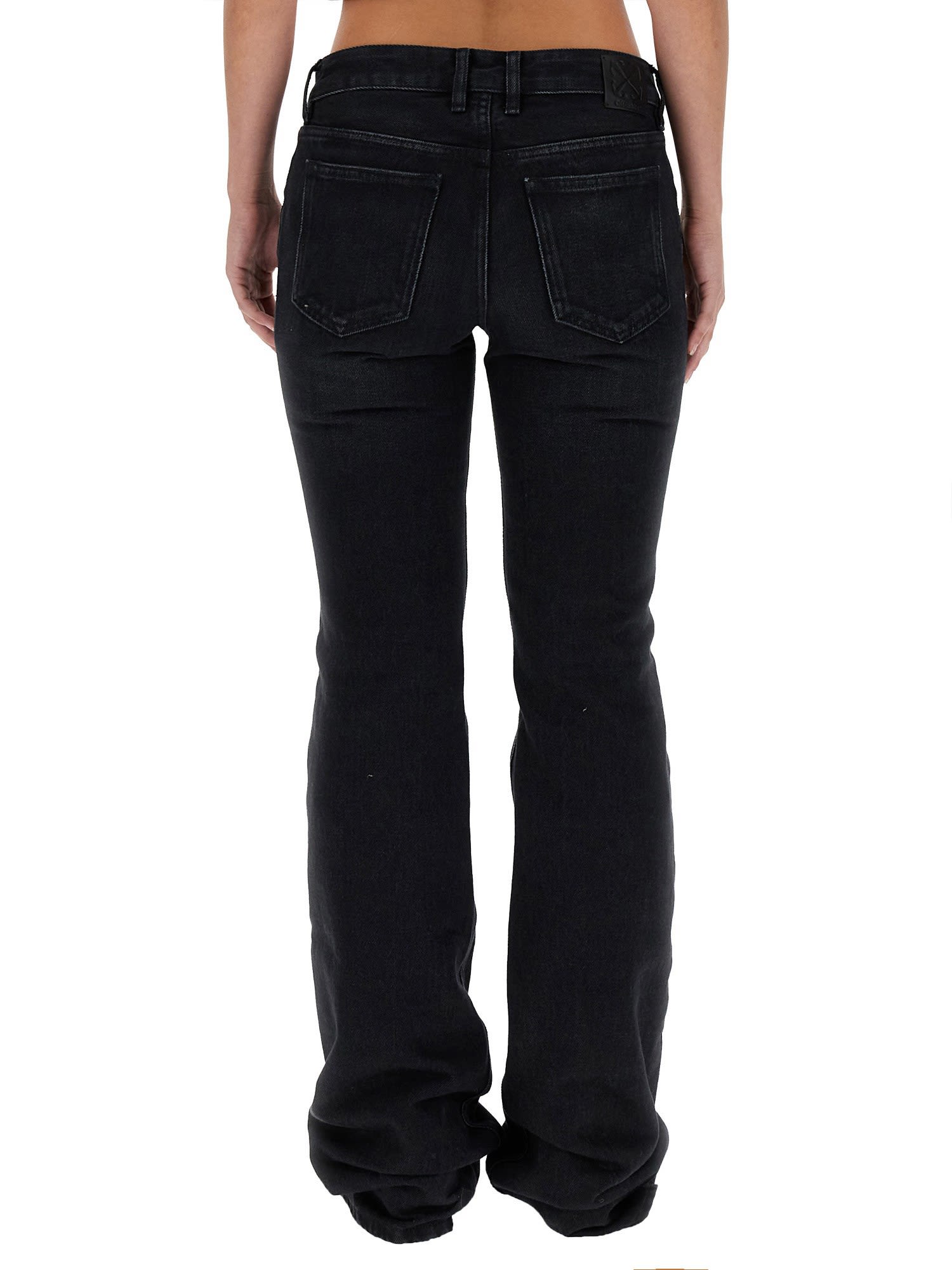 Off-white Wide Leg Jeans In Nero