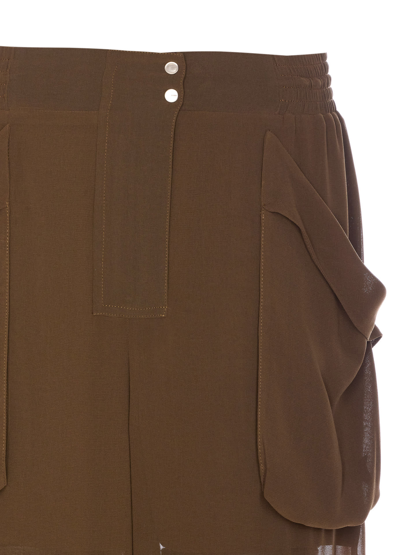 Pinko Transparent Georgette Cargo Pants In Green