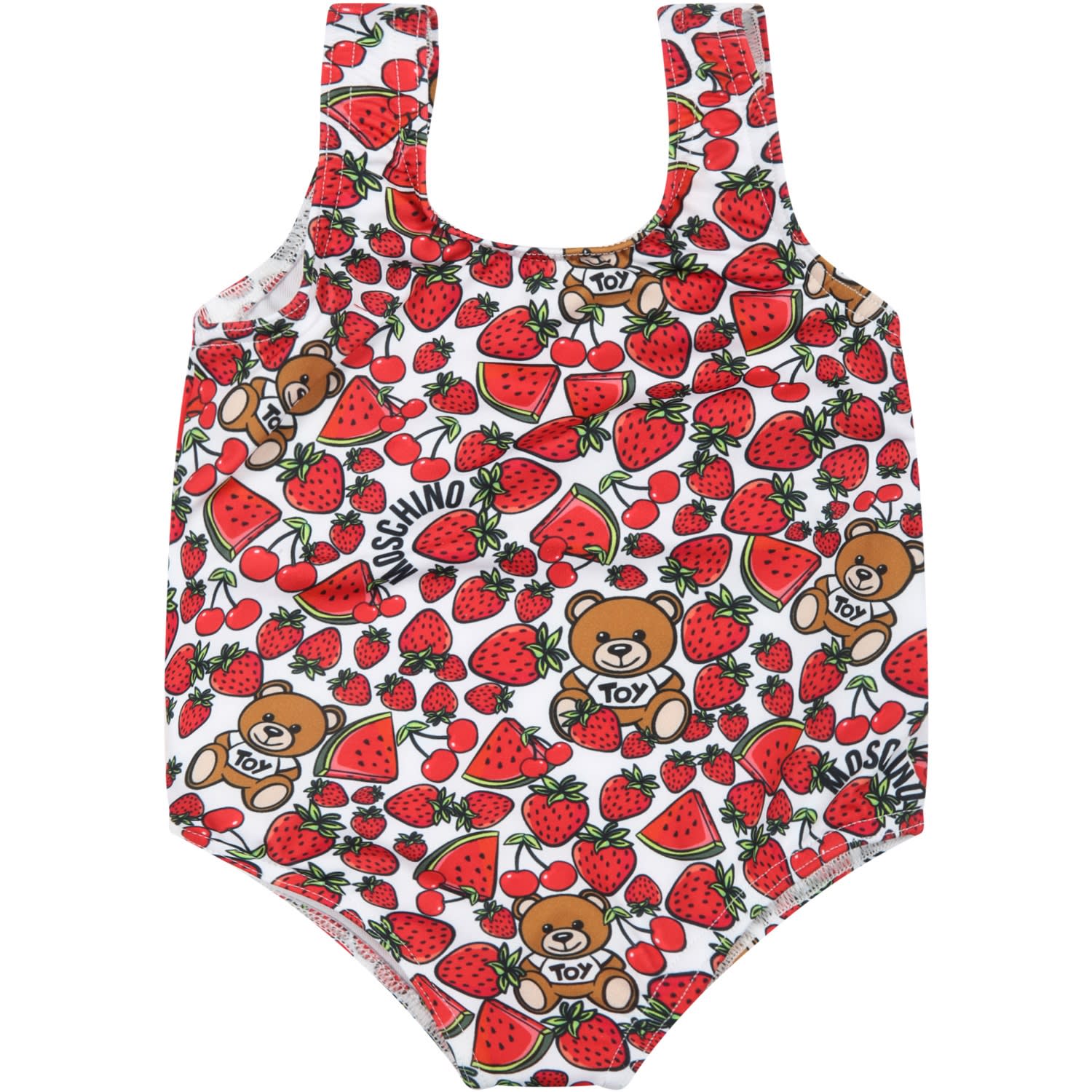Moschino White Swimsuit For Baby Girl With Teddy Bears