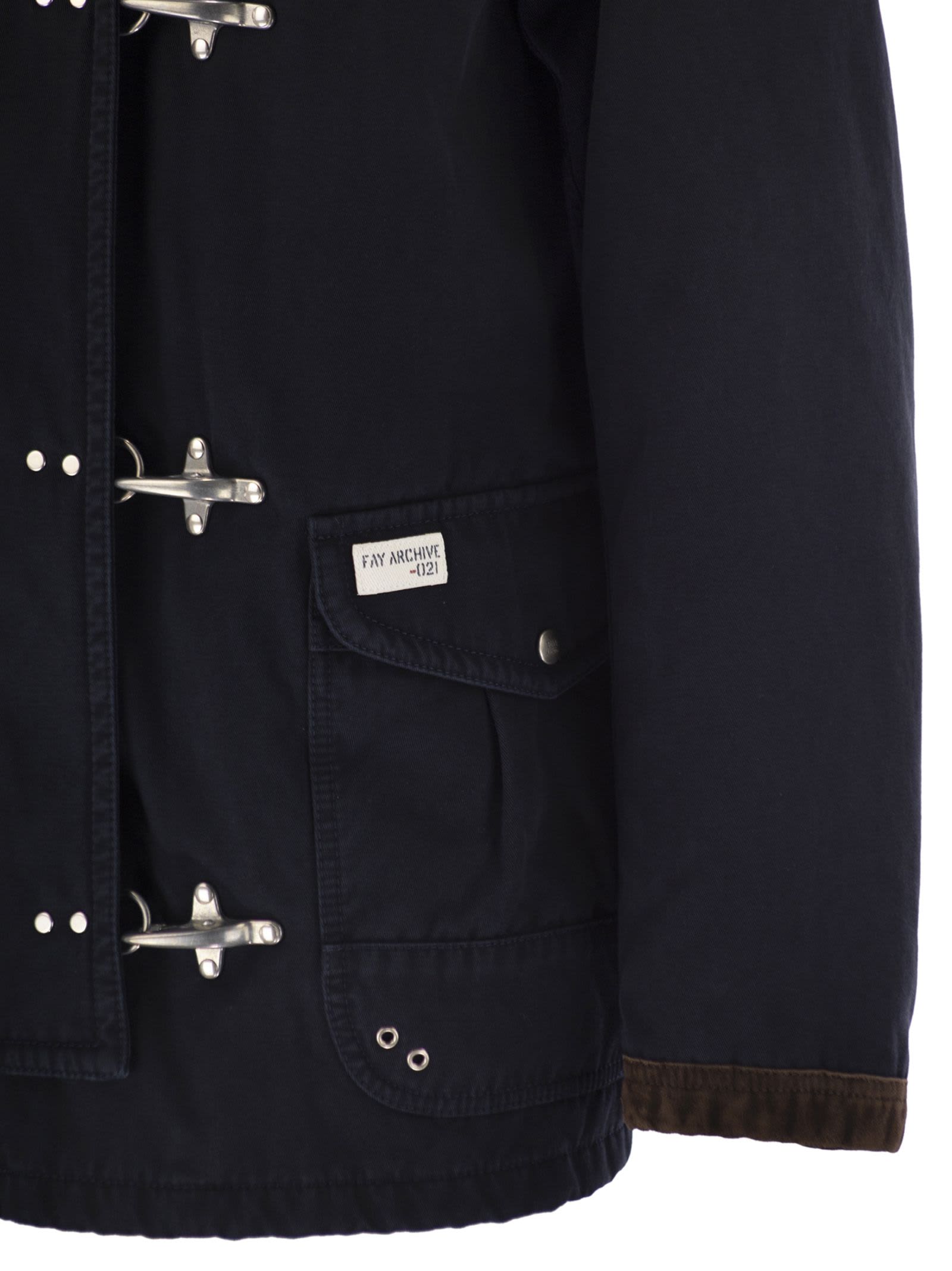 Fay Wool Blend Jacket With Front Pockets And Contrast Collar In Black