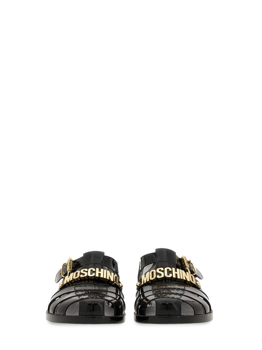 Shop Moschino Sandal With Logo In Black