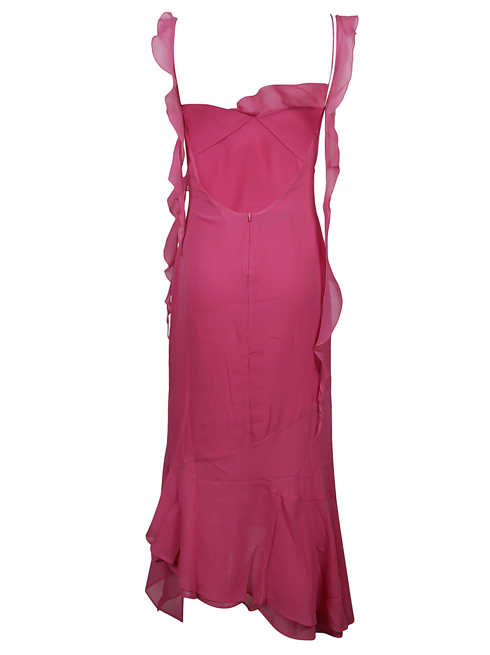 Shop The Andamane Miranda Midi Ruffle Midi Dress In Flamingo Pink