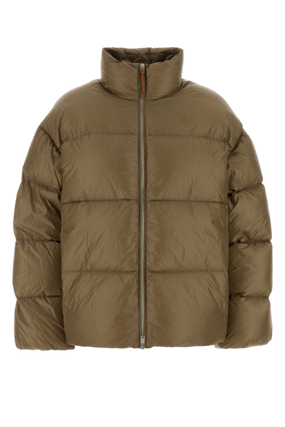Jil Sander Insulated Nylon Down Outerwear With High Collar In Green