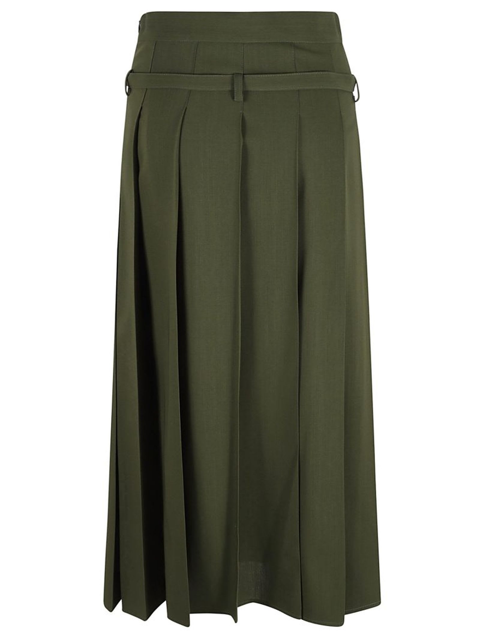 Shop Fabiana Filippi Wool Midi Skirt In Green