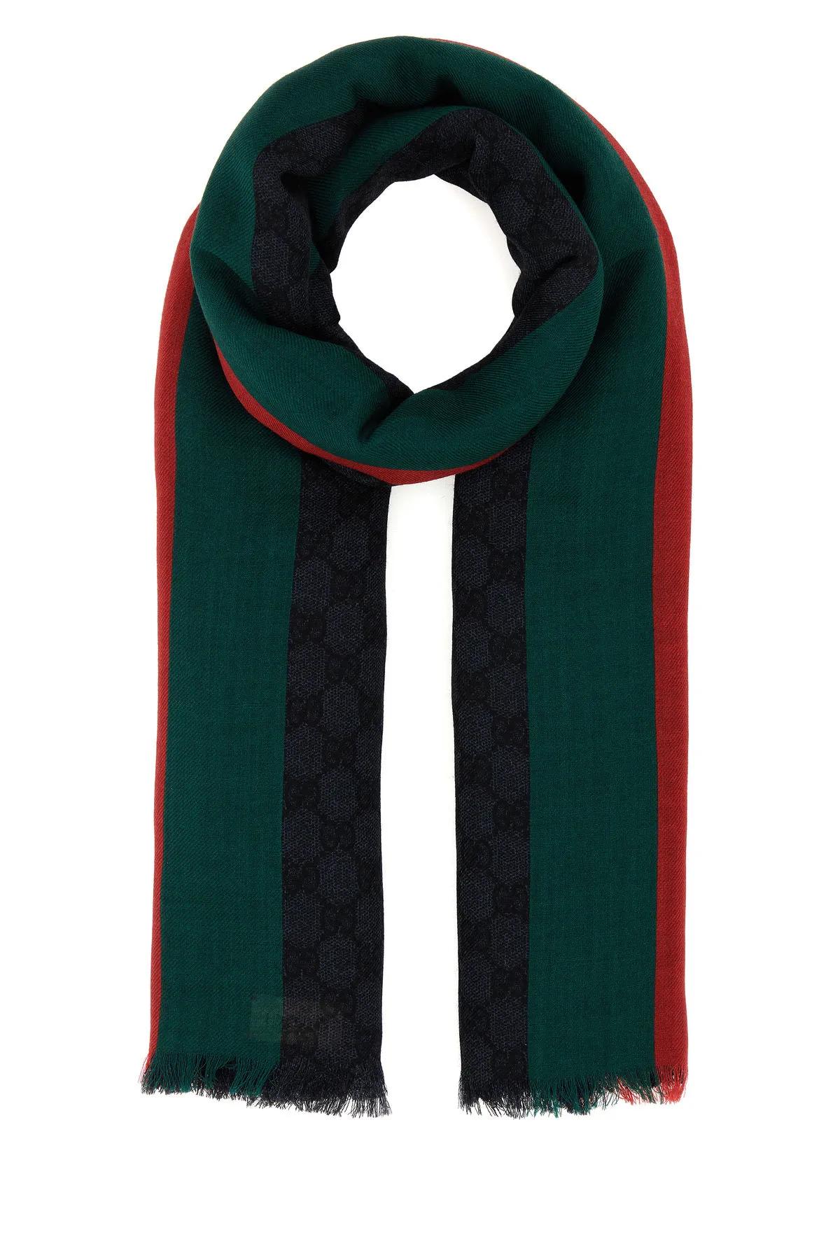 Shop Gucci Embroidered Wool Scarf In Black