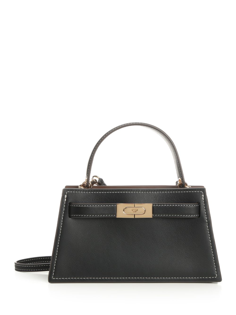 Tory Burch Lee Radziwill Pebble Mini Top Handle Handbags Black In Black