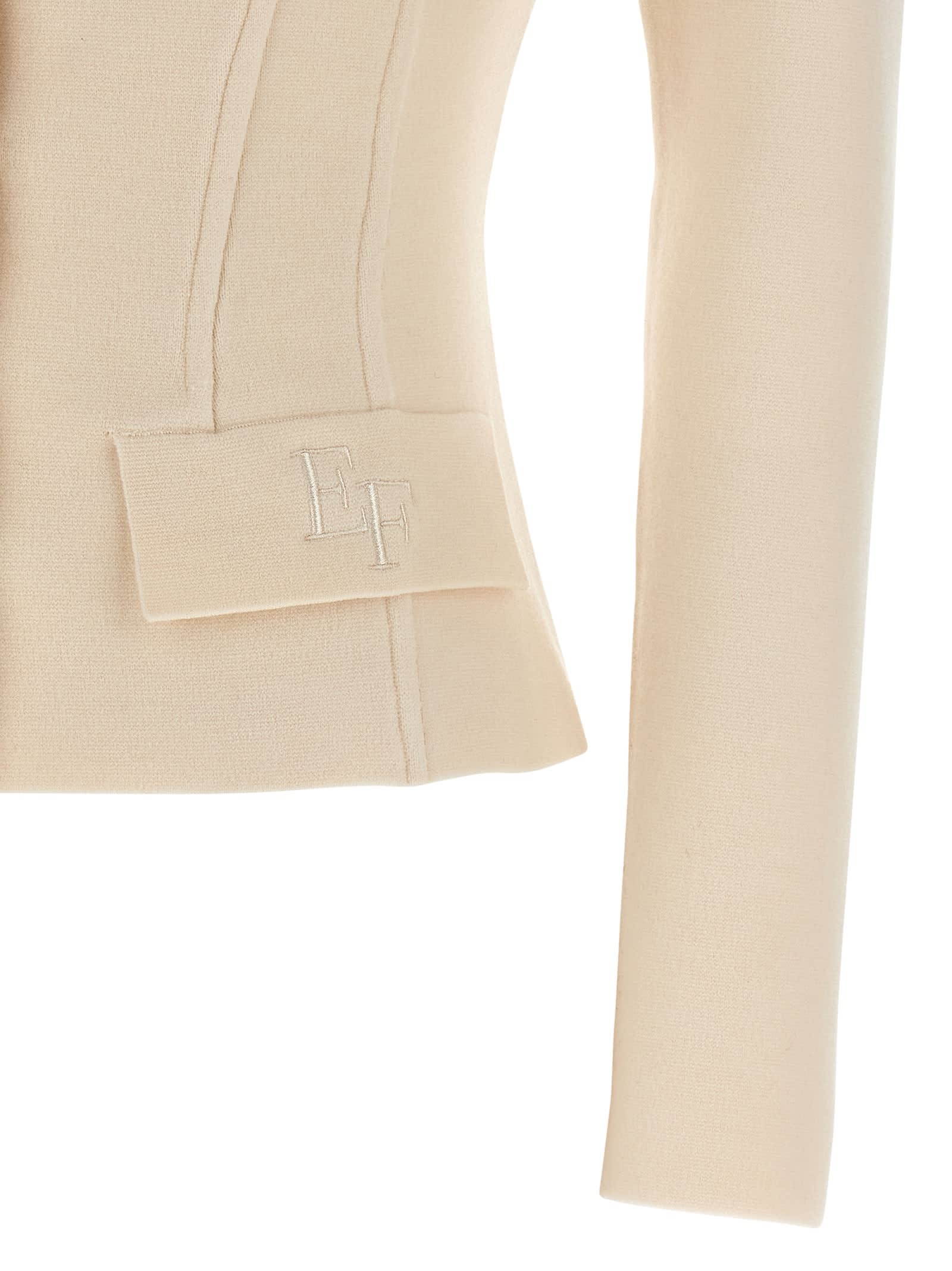 Elisabetta Franchi Fabric-stitch Wool Blazer Blazers White In Brown