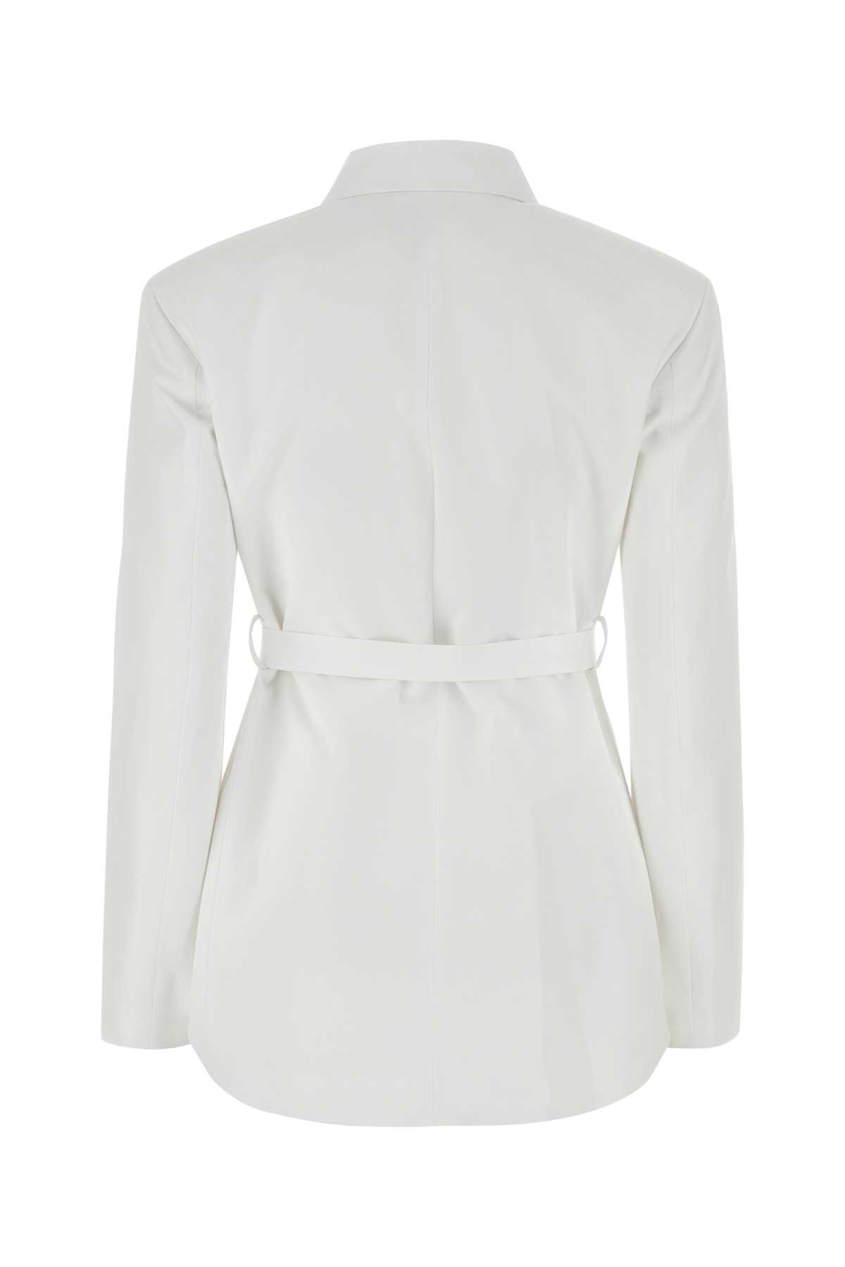 Shop Valentino White Poplin Overcoat In Biancoottico