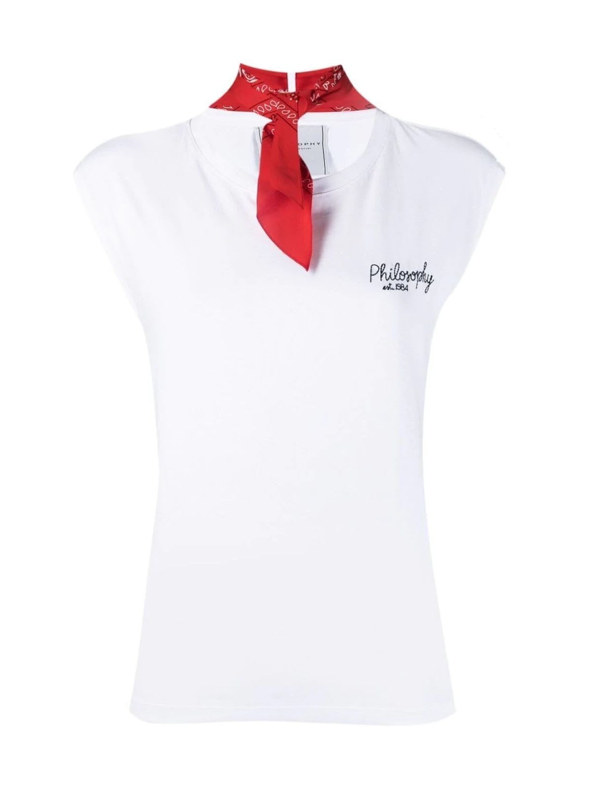 PHILOSOPHY DI LORENZO SERAFINI DOWN SLEEVES T-SHIRT W/BANDANA,A0702.2144 2001 FANTASY WHITE