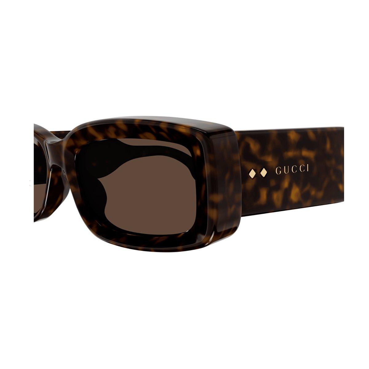 Gucci Rectangular Frame Sunglases In 002 Havana Havana Brown