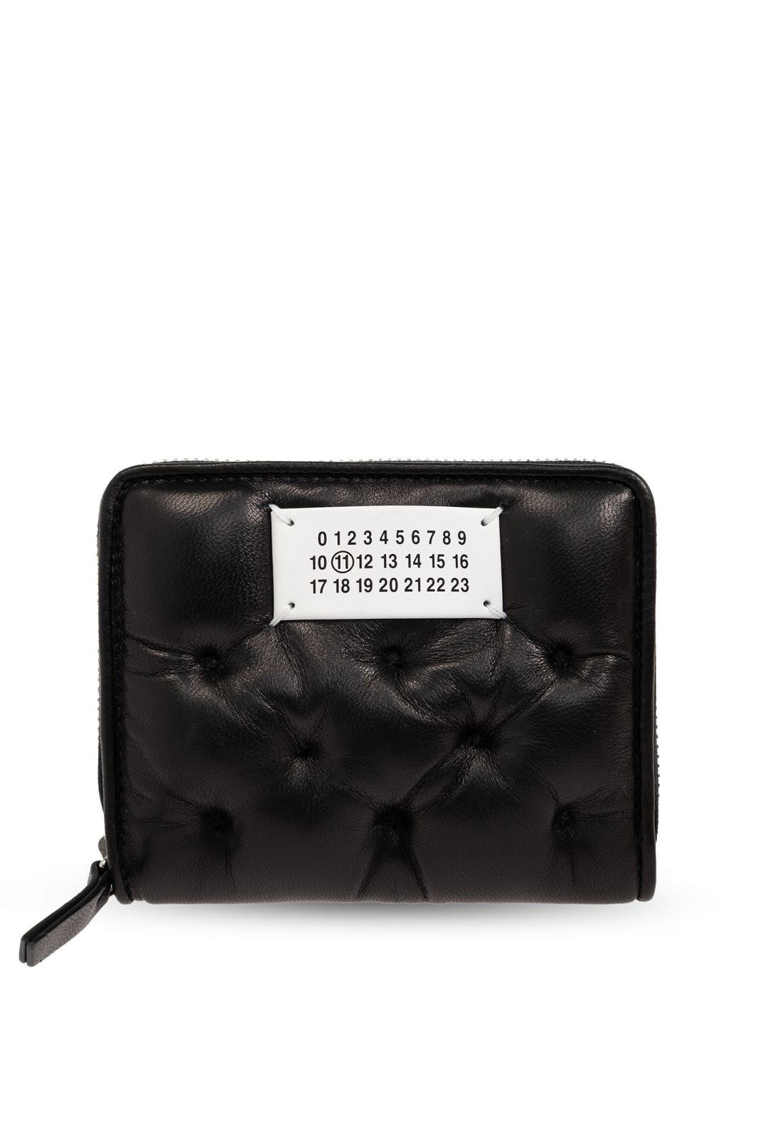 Shop Maison Margiela Numbers-motif Zipped Padded Wallet In Black