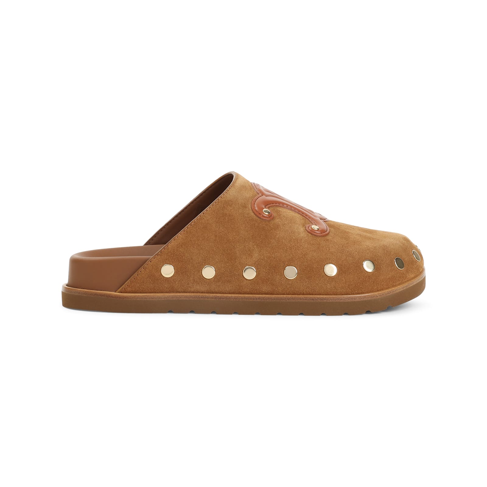 Celine Triomphe Wedge Mules Women In Brown