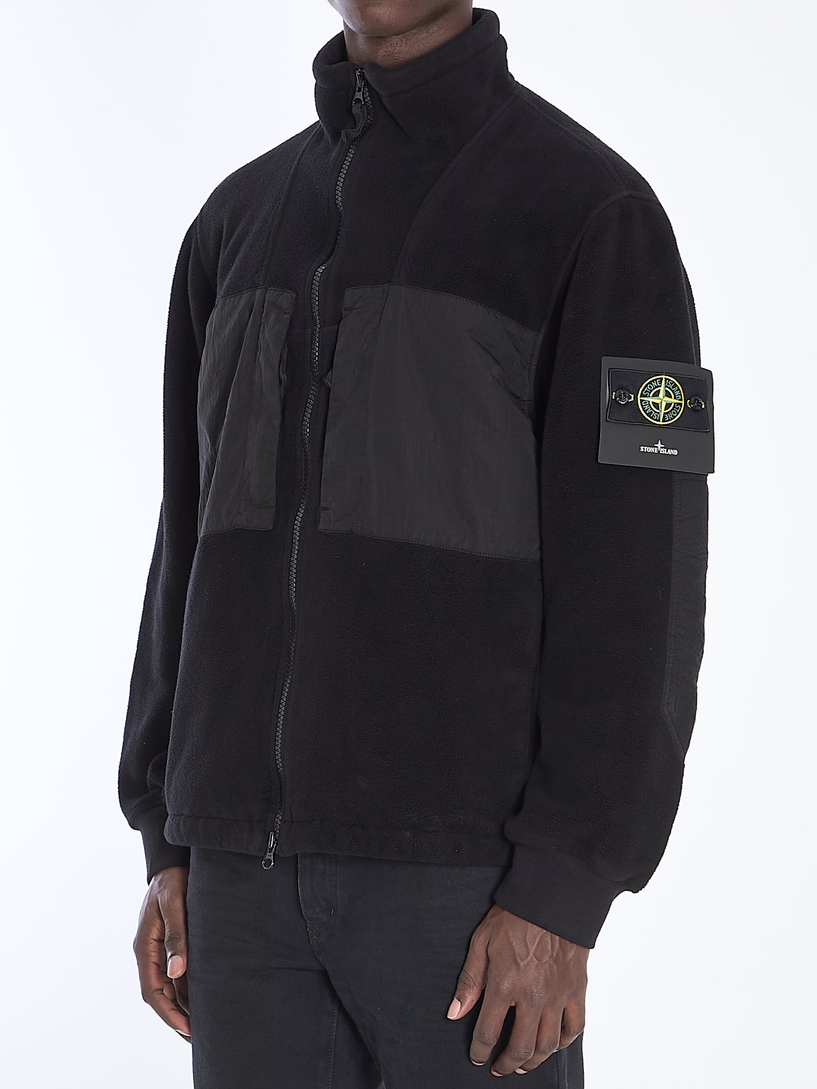 Shop Stone Island Teddy-effect Jacket In Black