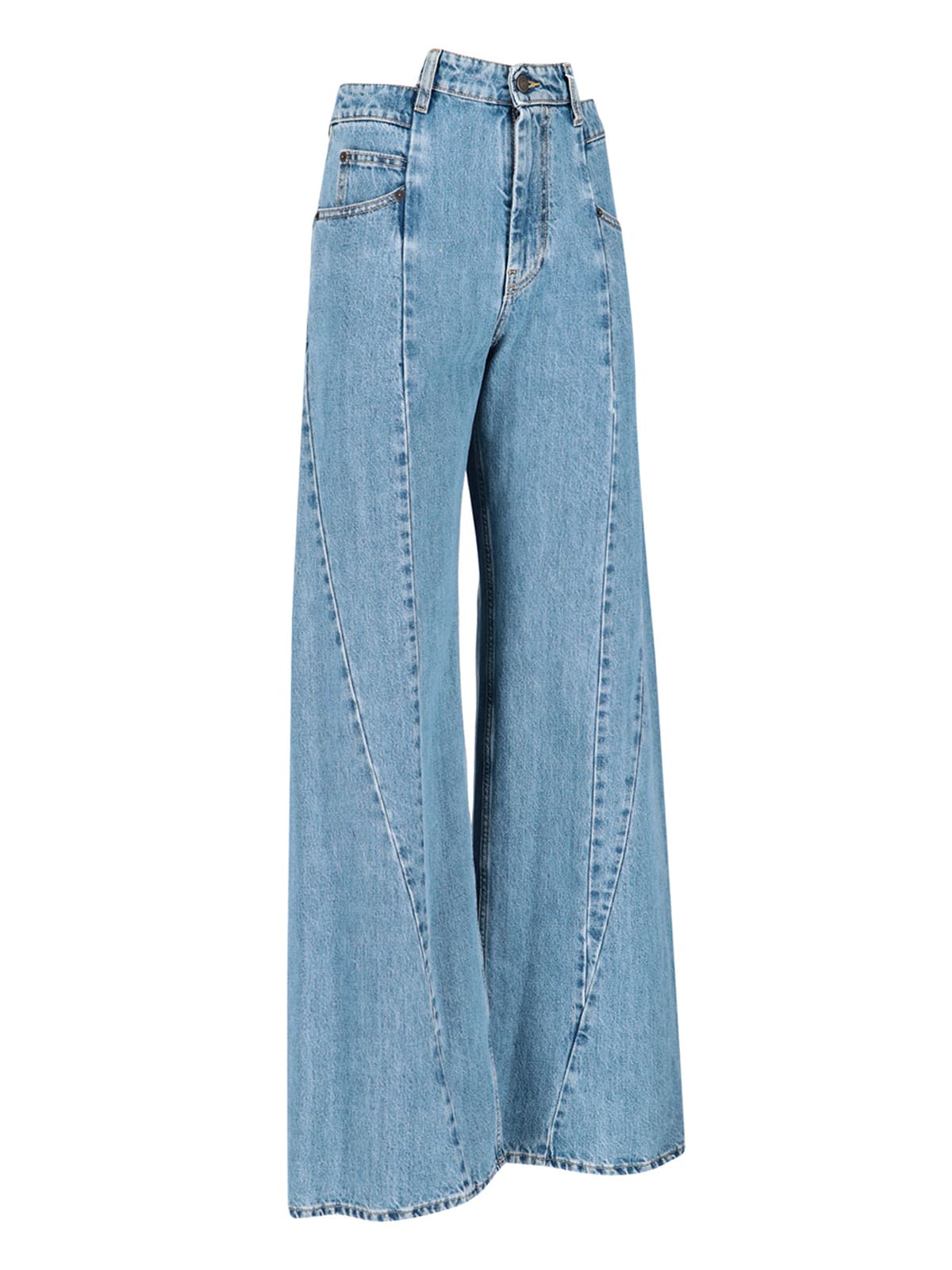 Maison Margiela High Waist Wide Leg Five Pocket Jeans In Blue