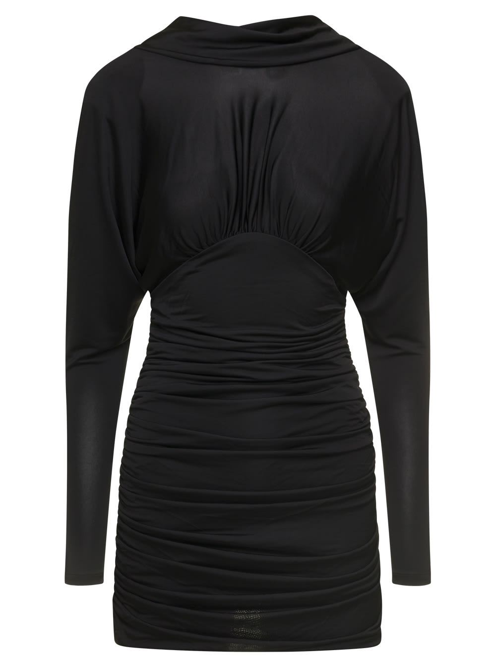 Saint Laurent Black Mini Dress With Cowl Back In Viscose