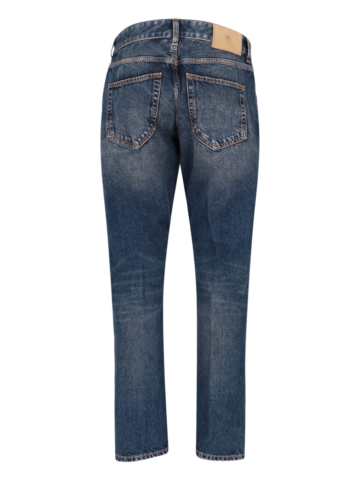 Pt Torino Straight Trousers With Belt Loops And Pockets In Blue
