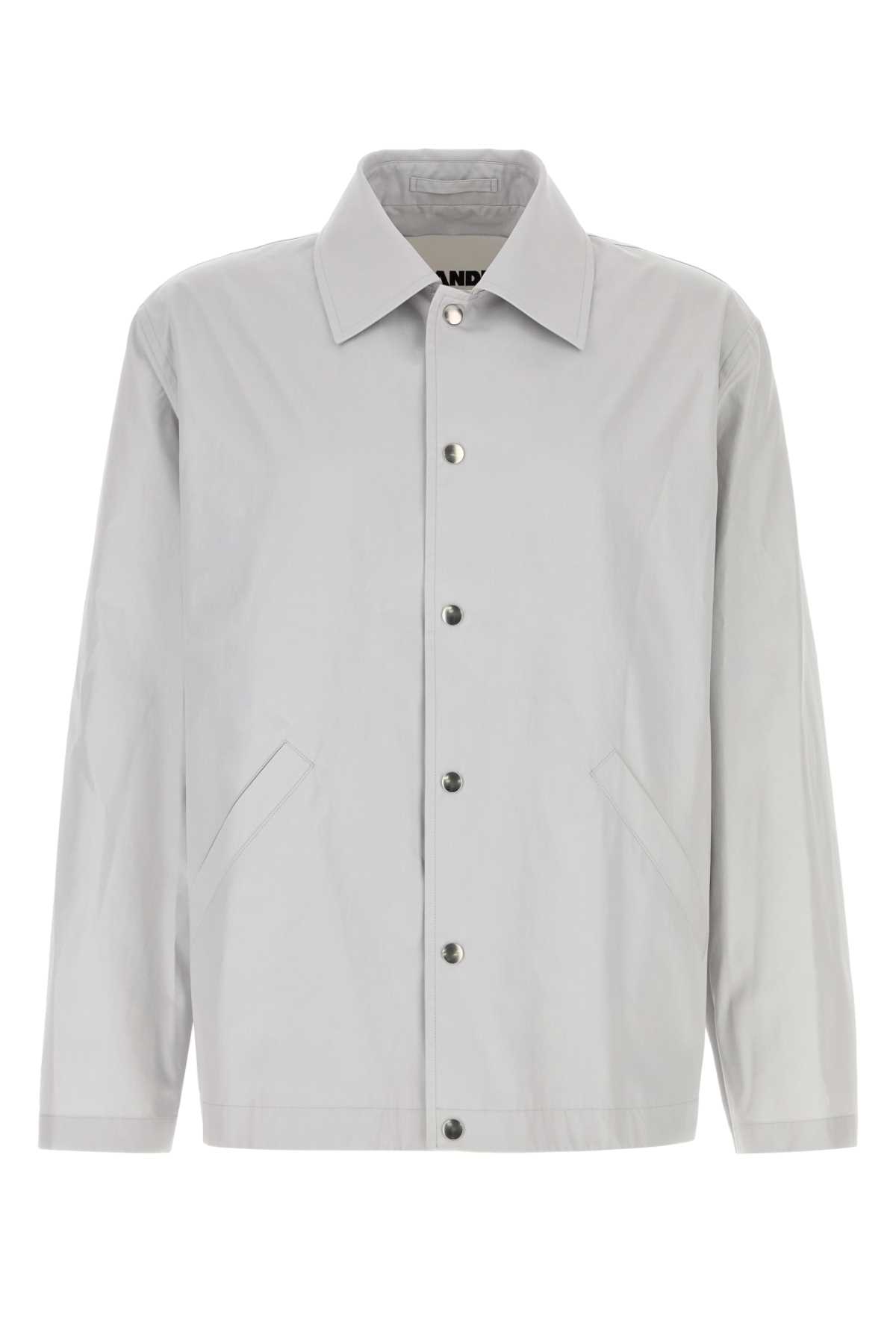 Jil Sander Light Grey Cotton Windbreaker In Gray