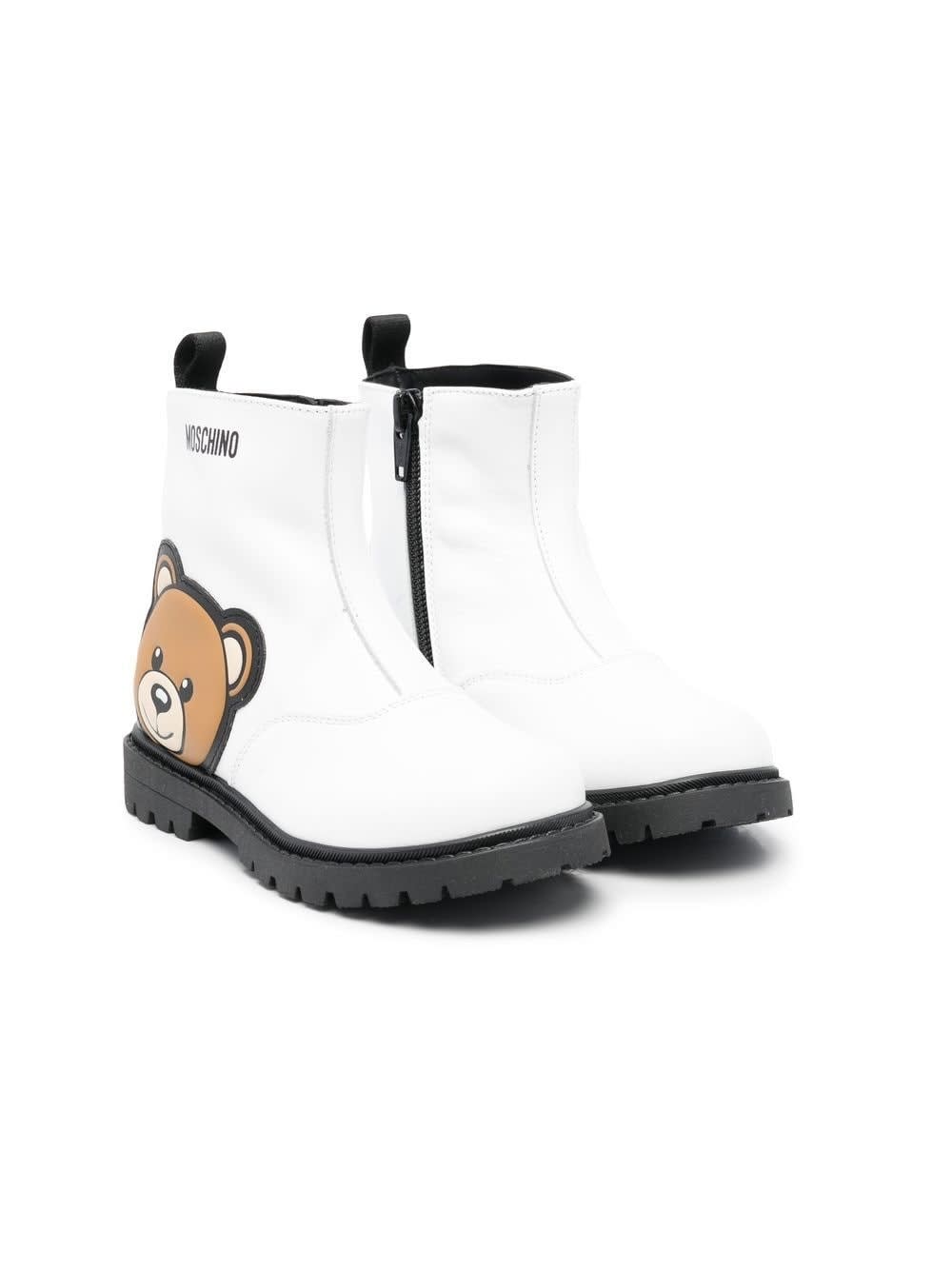 Moschino Kids' Boots With Print In White