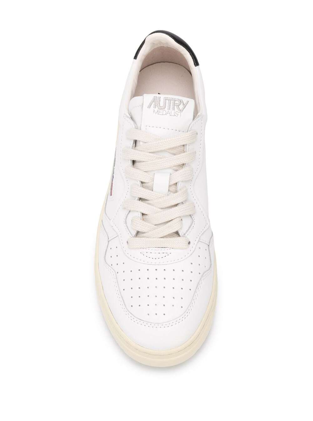 Shop Autry Medalist White Low Top Sneakers With Beige Suede Details In Leather Man
