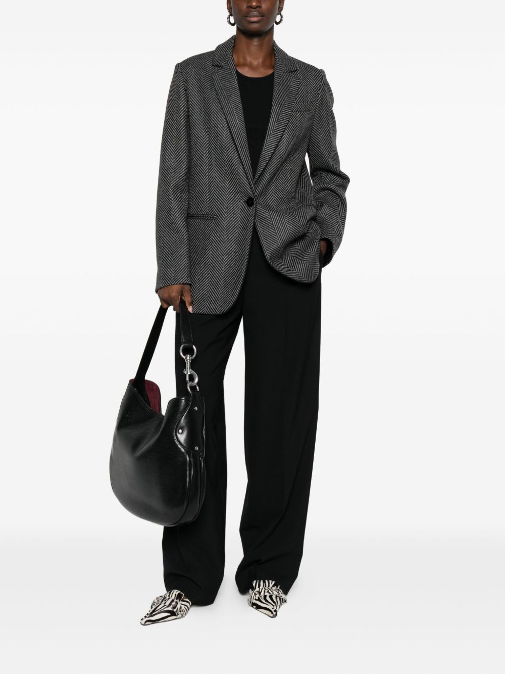 Forte Forte Herringbone Pattern Blazer Front Pockets In Animal Print