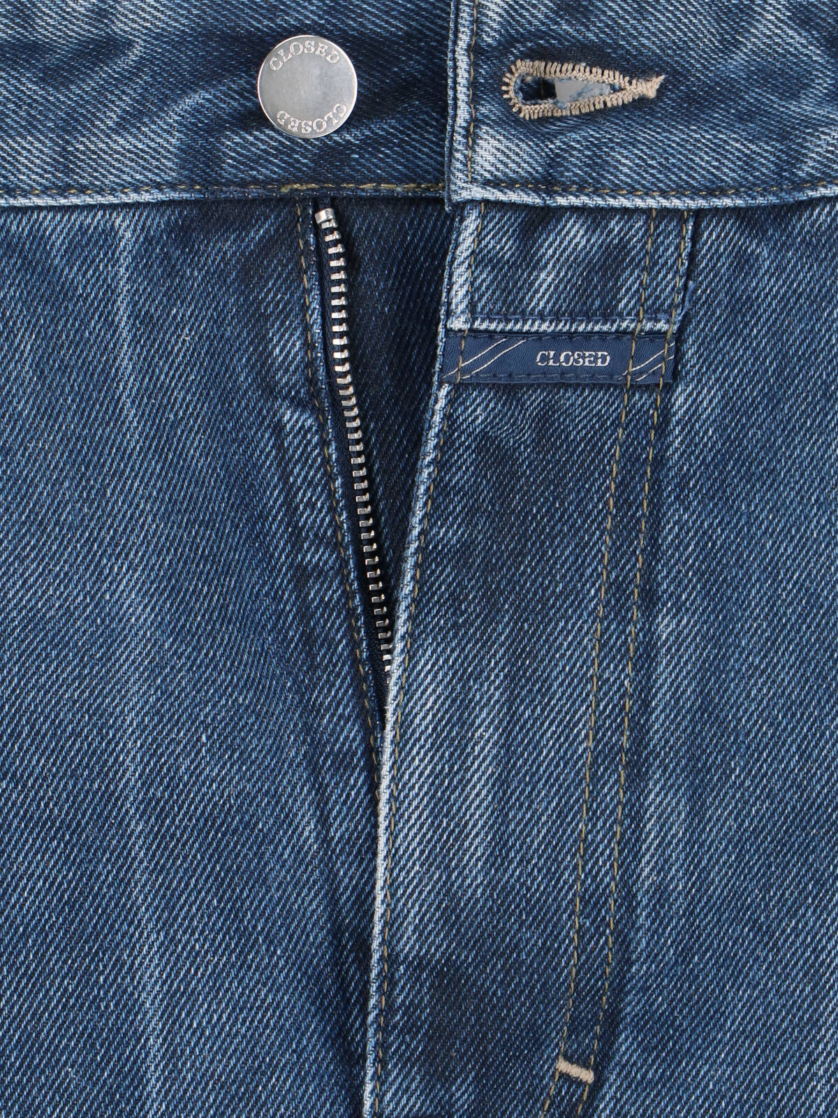 Closed High-waisted Straight-leg Denim Jeans With Worn-in Finish In Blue