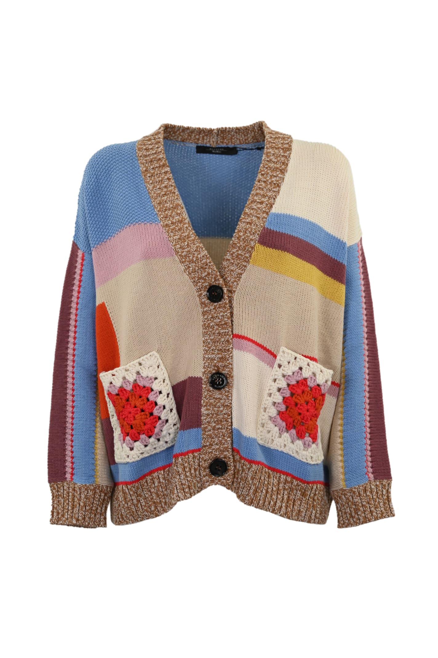 Shop Weekend Max Mara Giorno Cardigan In Cotton In Patchwork
