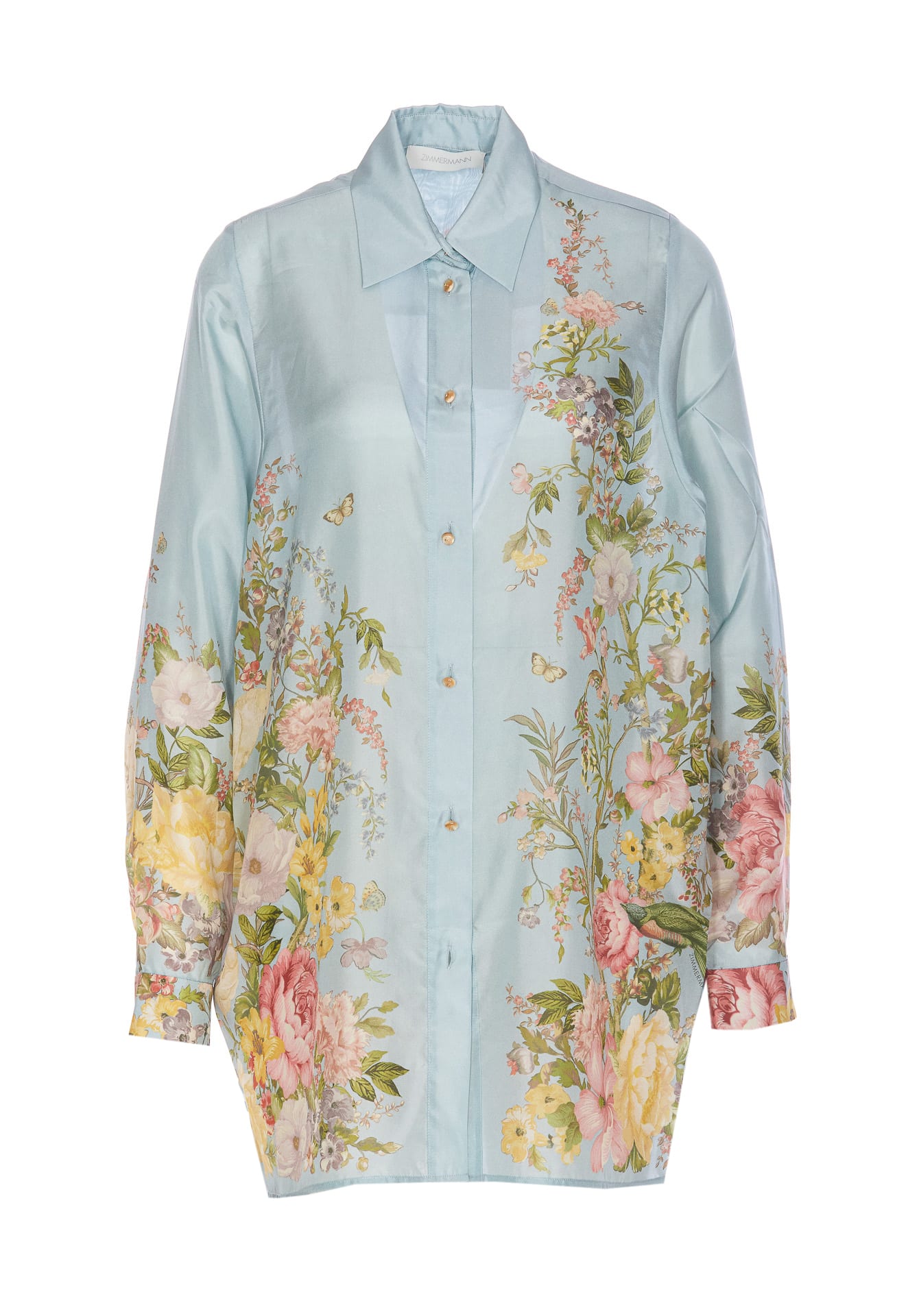 Shop Zimmermann Waverly Shirt In Blue Floral