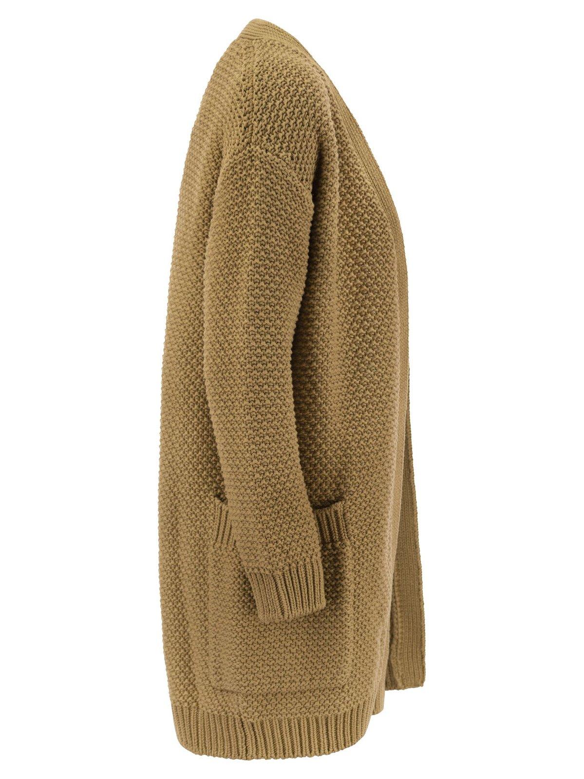 Shop Max Mara Open-front Knitted Cardigan In Cuoio Unito