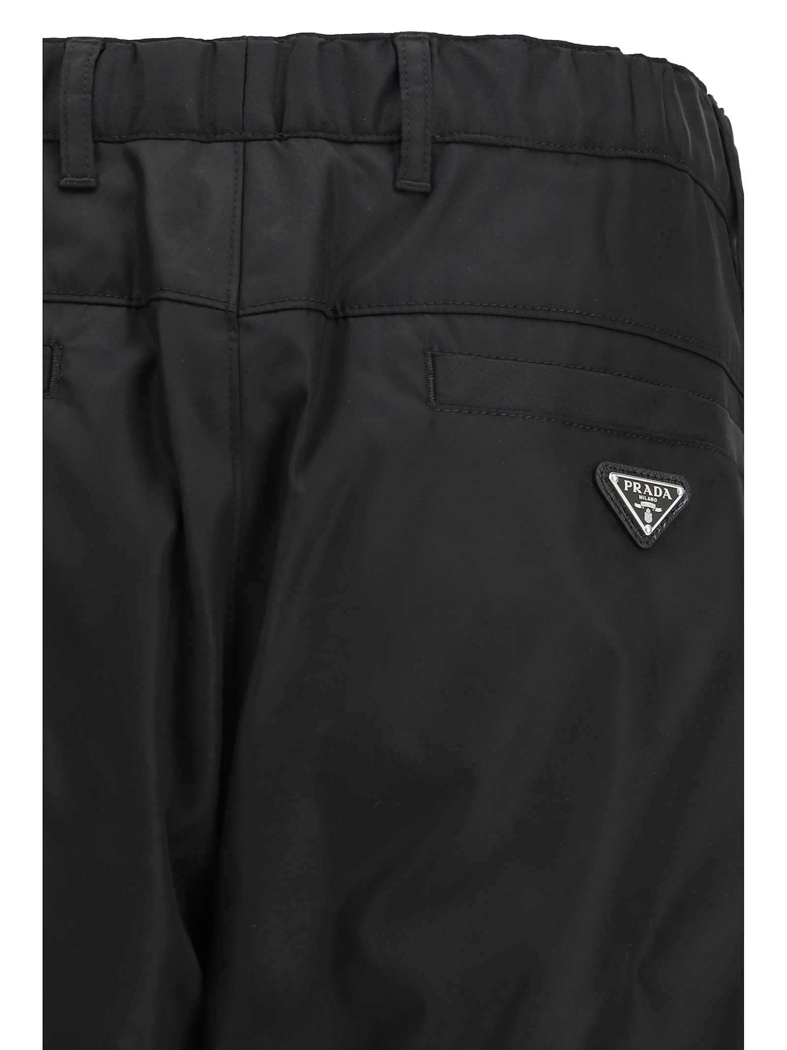 Prada Black Recycled Polyamide Casual Pants In Black