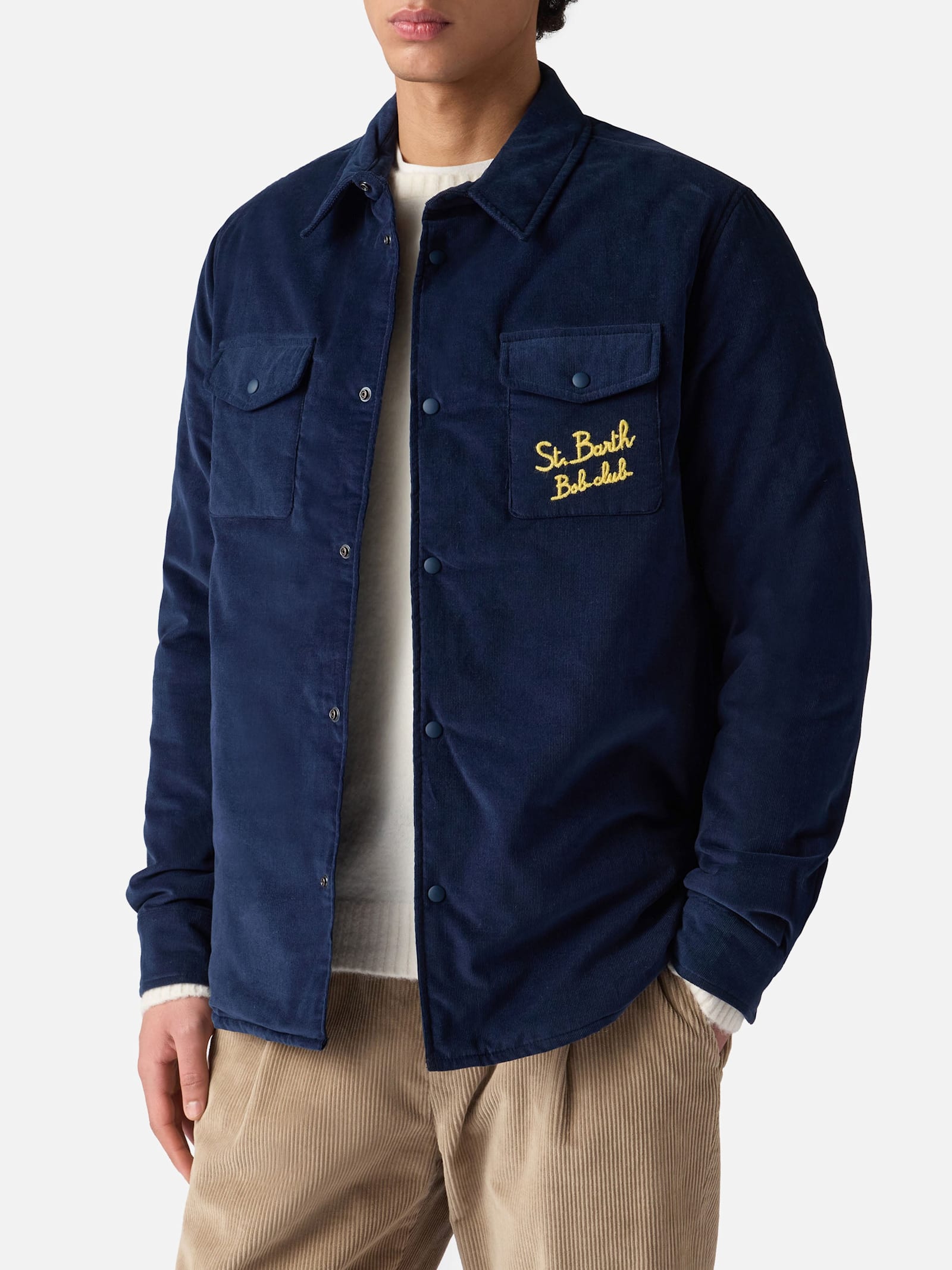 MC2 Saint Barth Overshirt Chalet With Pocket And St. Barth Bob Club Embroidery