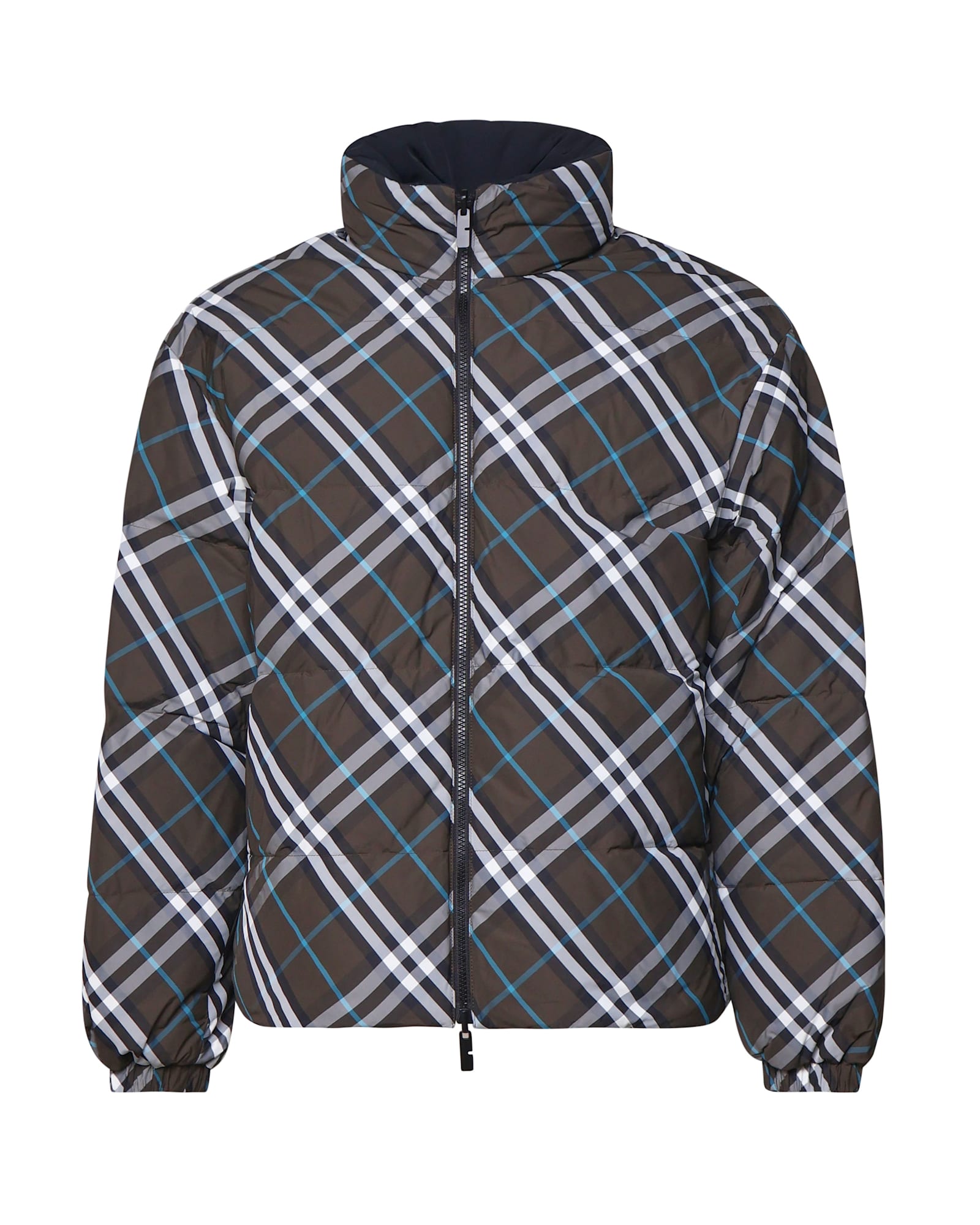 Shop Burberry Reversible Down Jacket In Blue, Grey