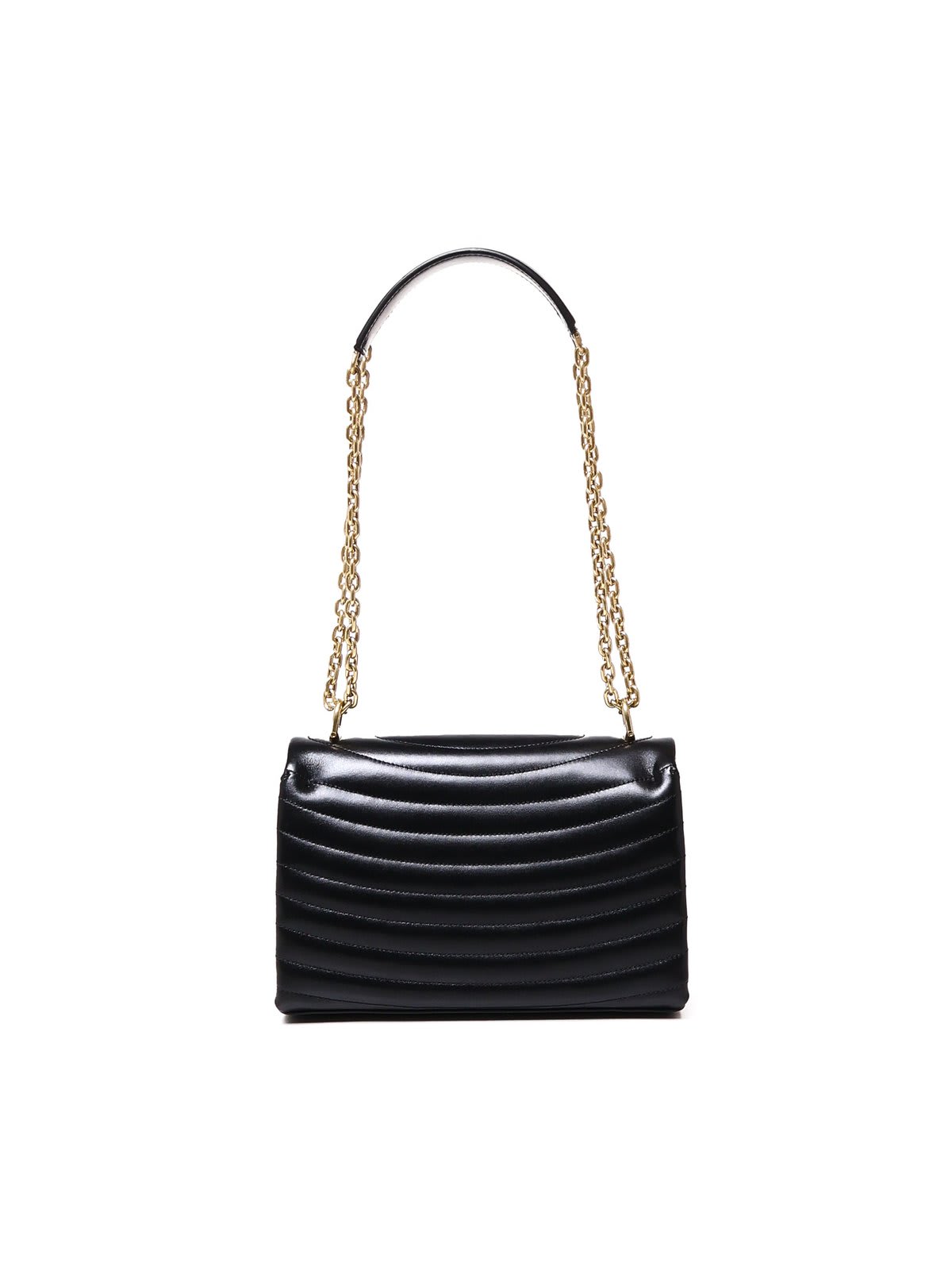 Shop Ferragamo Medium Quilted Chain-linked Shoulder Bag In Nero