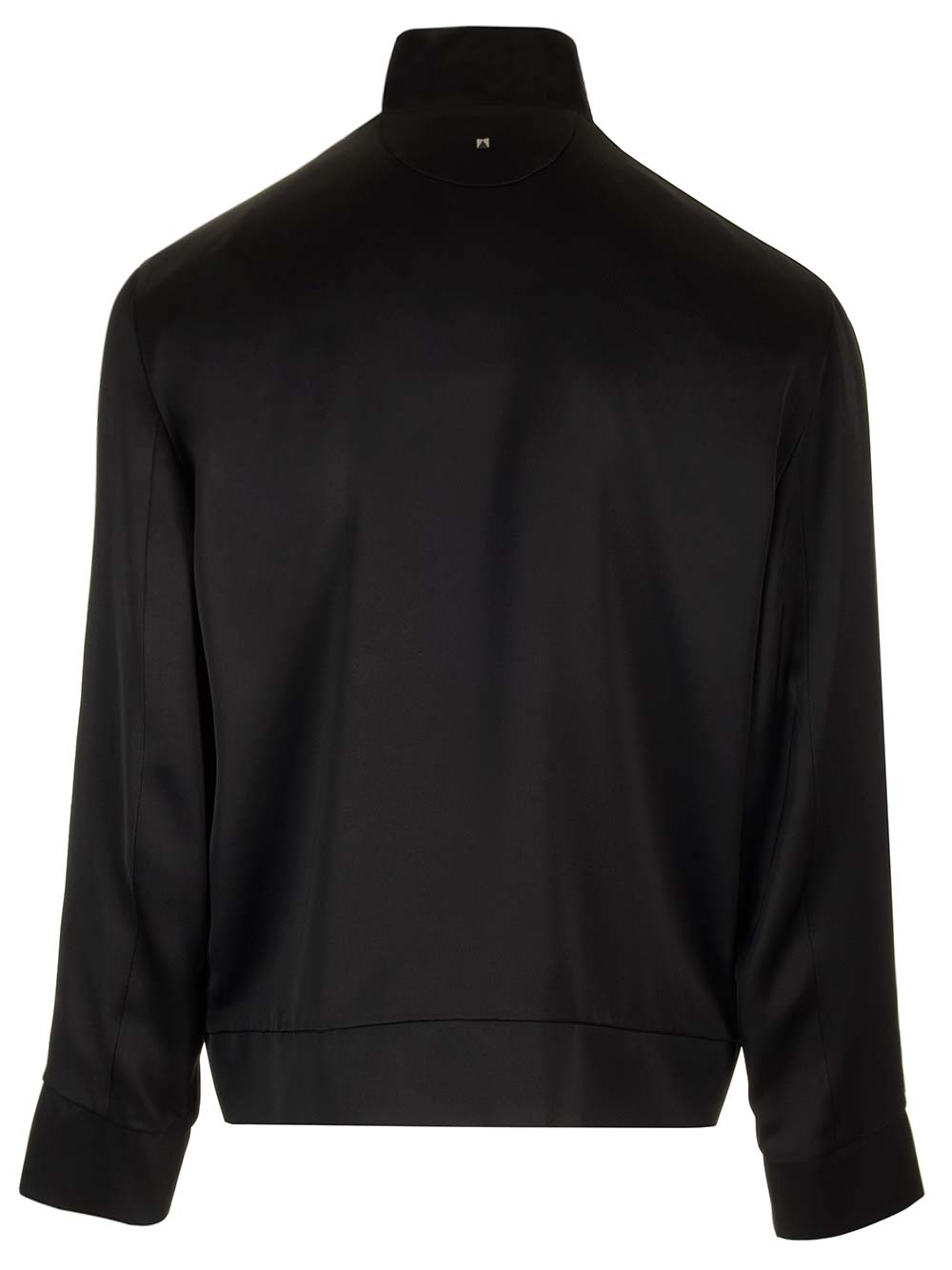 Valentino Satin Neck Sweatshirt With Zip Pockets In Black