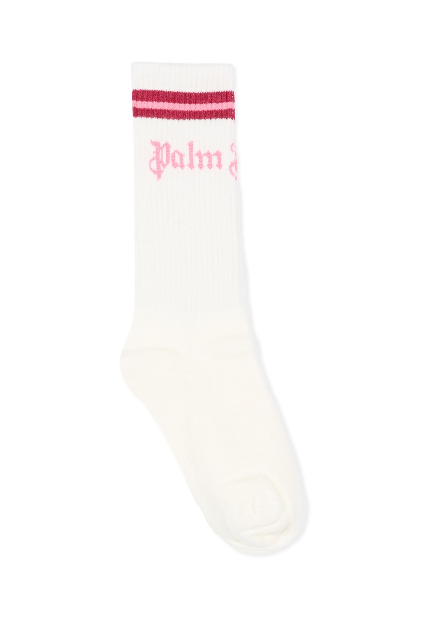 Palm Angels White Socks For Girl With Logo In White