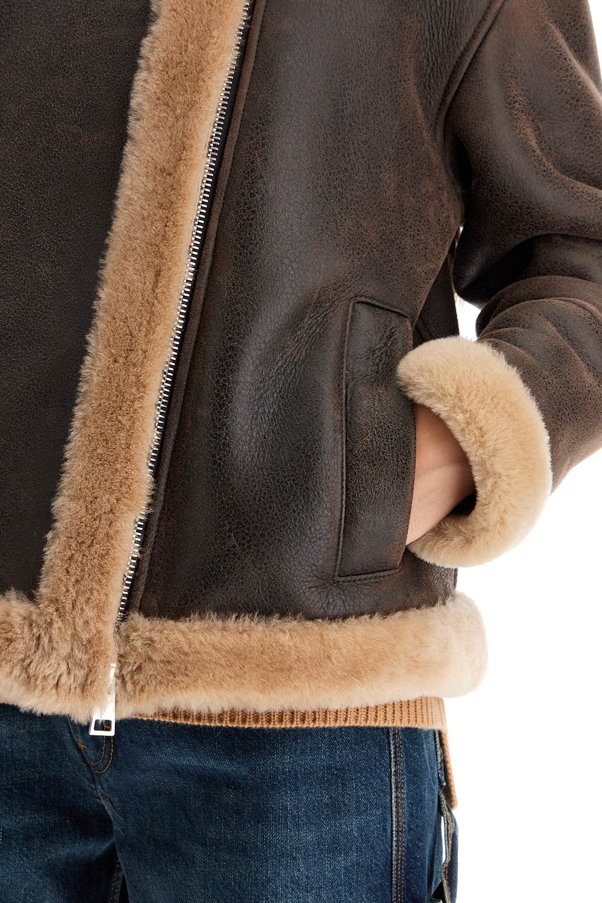 Shop Blancha Shearling Jacket In Mogano/beige (brown)