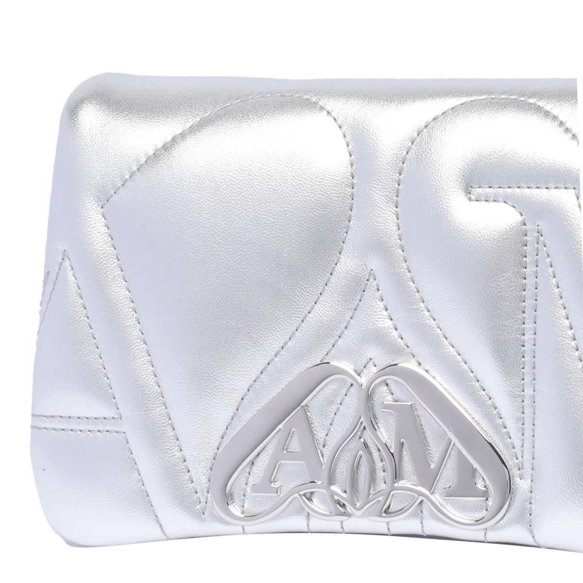 Shop Alexander Mcqueen The Mini Seal Hand Bag In Silver