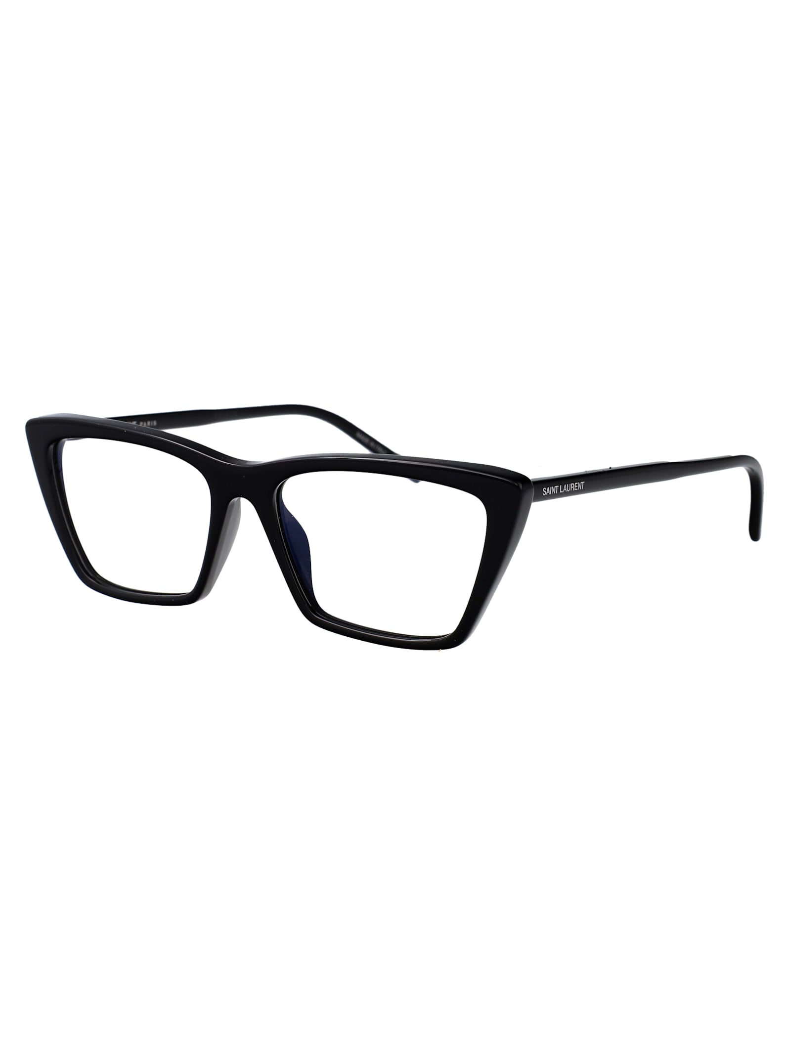 Saint Laurent Sl 737 Mica Thin Opt Glasses In Black-black-transparent