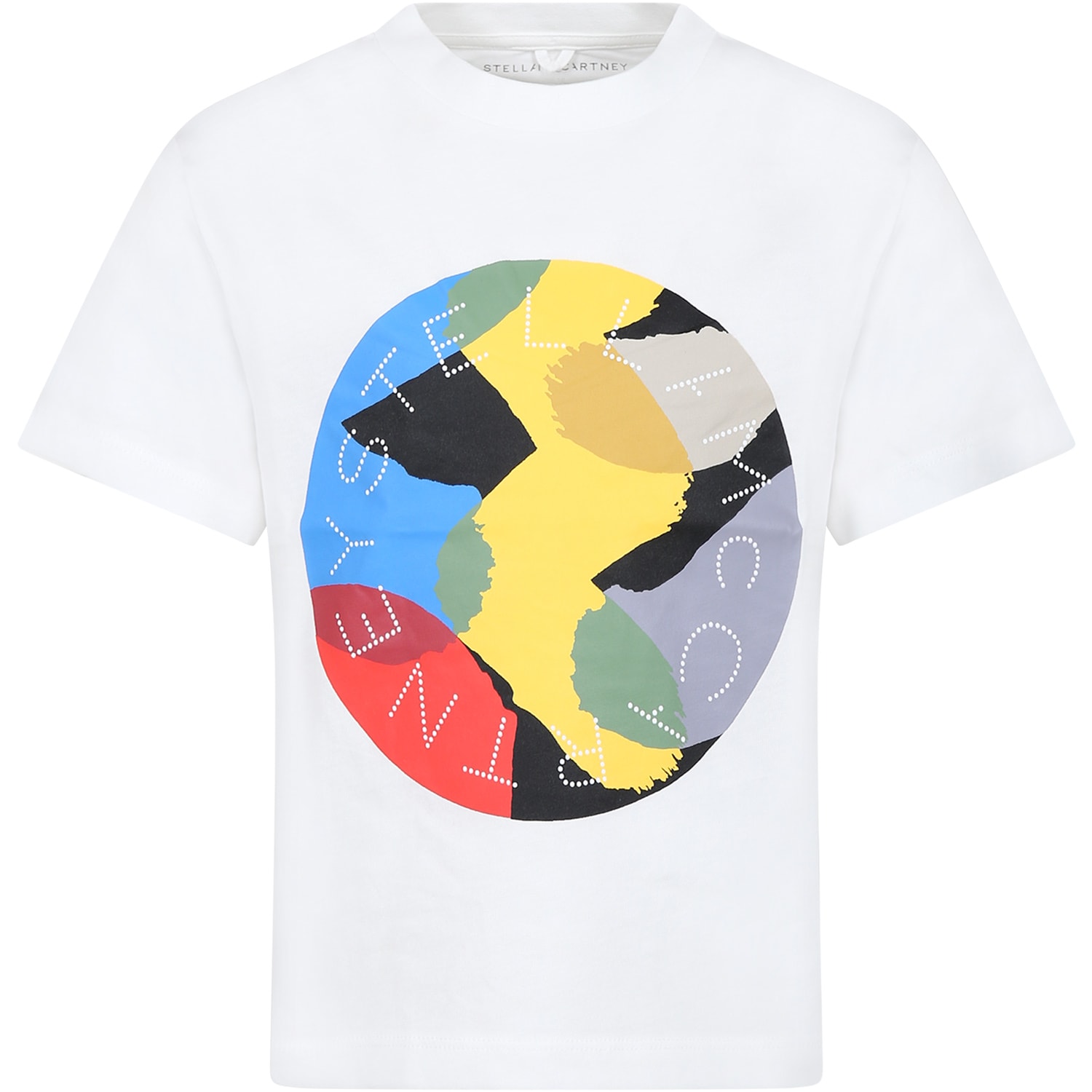 Stella Mccartney Kids' White T-shirt For Boy With Logo And Print