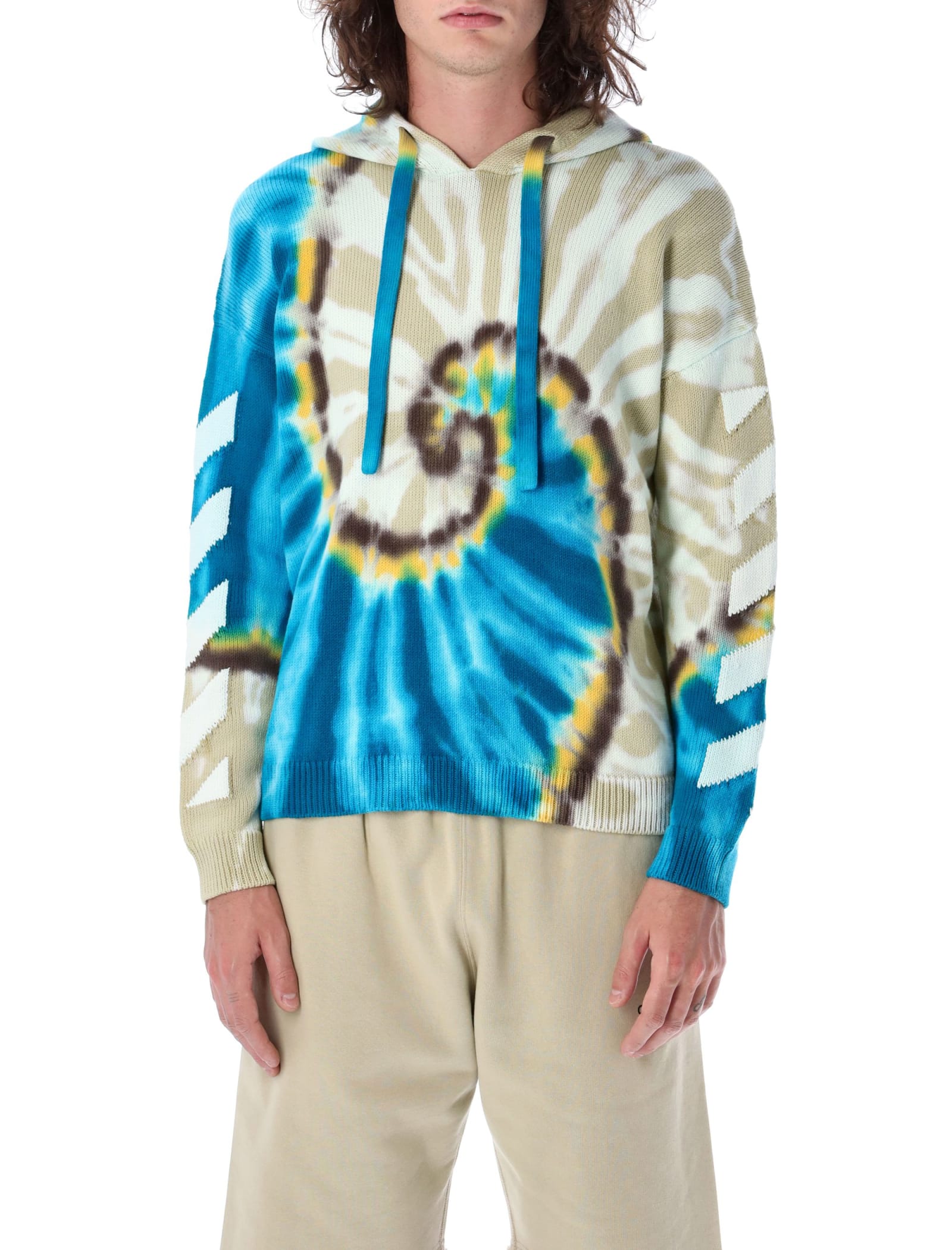 Off-white Tie-dye Knit Crewneck Sweater In Bone White