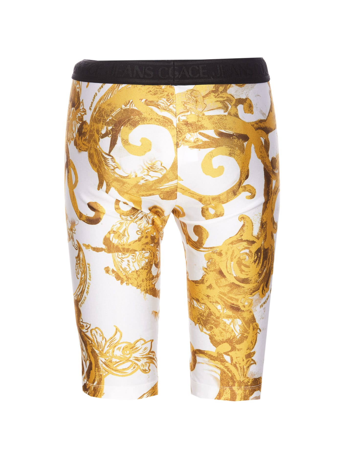 Shop Versace Jeans Couture Watercolour Couture Short Leggings In White