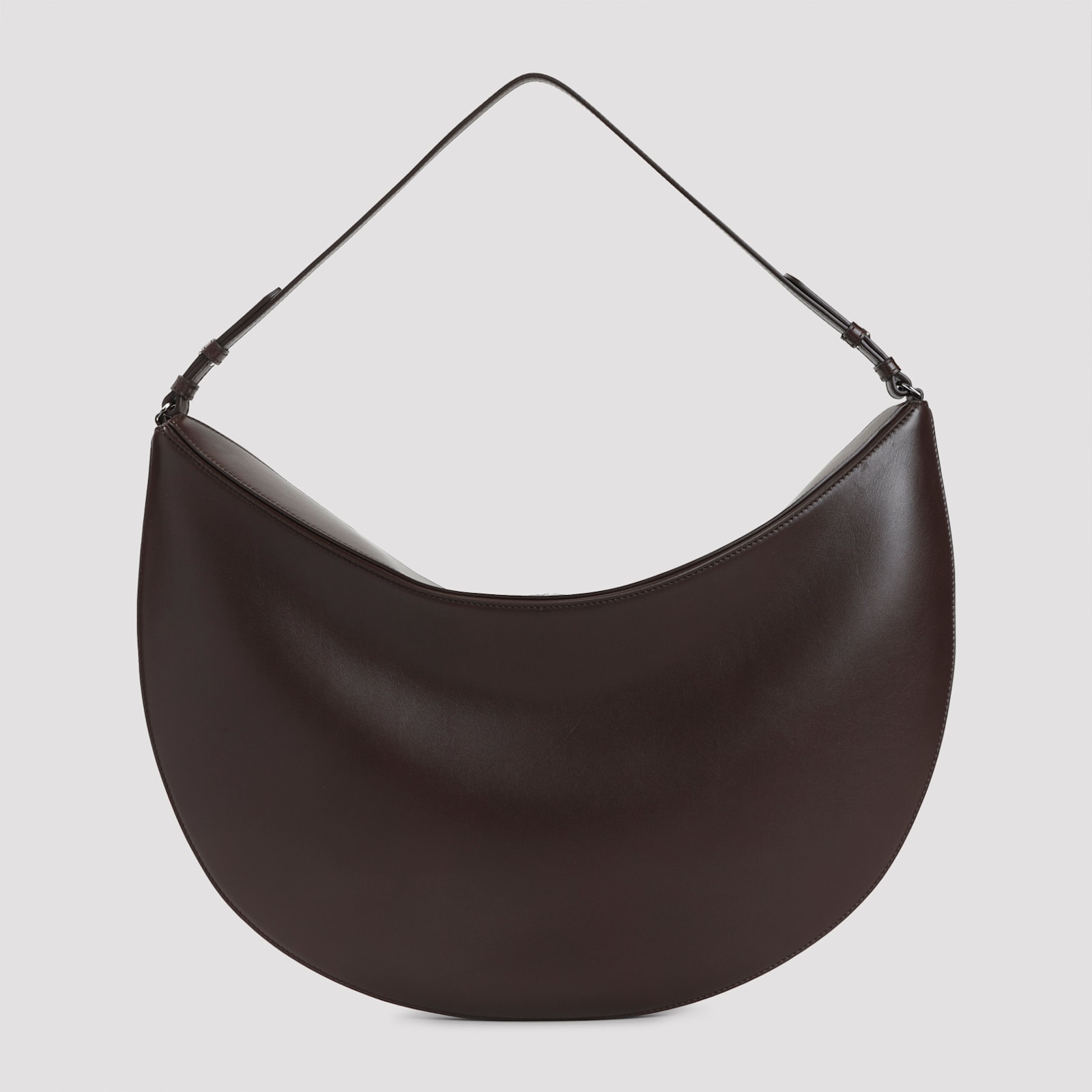 Jacquemus Large Ovalo Calf Leather Hobo Bag In Brown