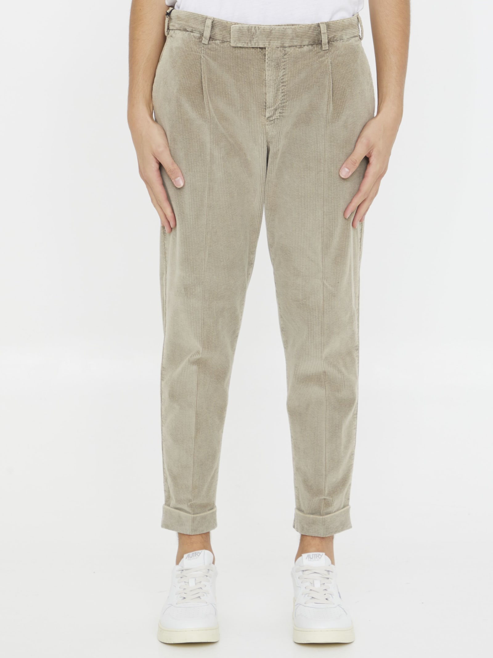 Pt01 Corduroy Trousers In Beige