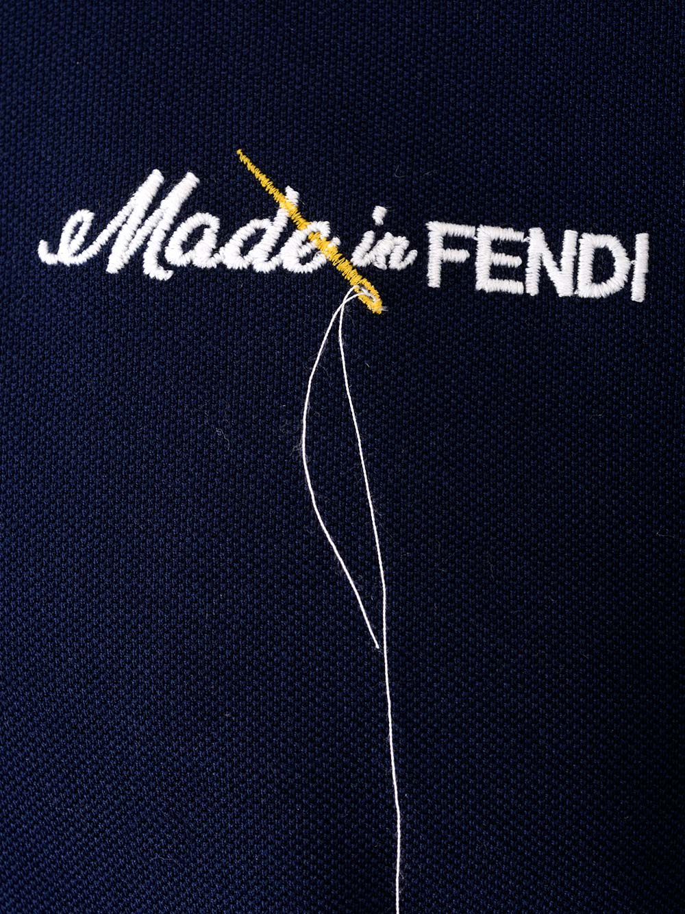 Shop Fendi Cotton Polo In Blu Navy