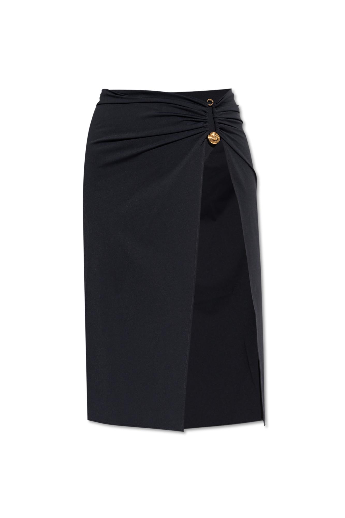 Versace Rolled High-rise Midi Skirt In Black